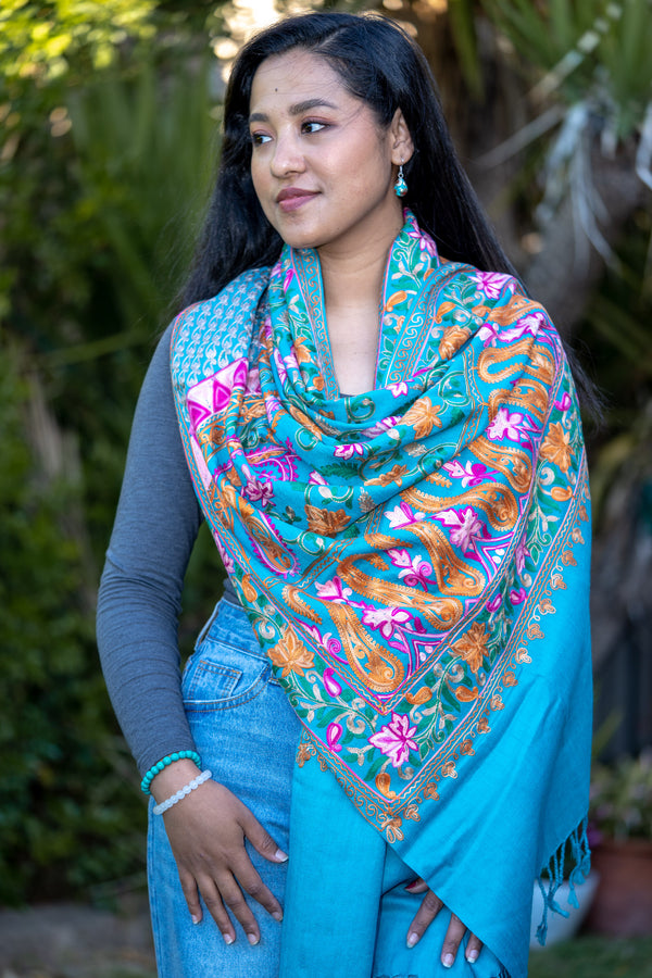 Floral Pattern Pashmina Shawl for special occasions.