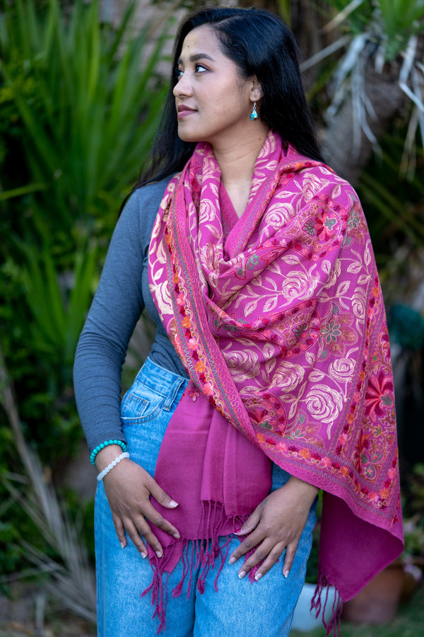 Handwoven Cashmere Pashmina Shawl from Nepal.