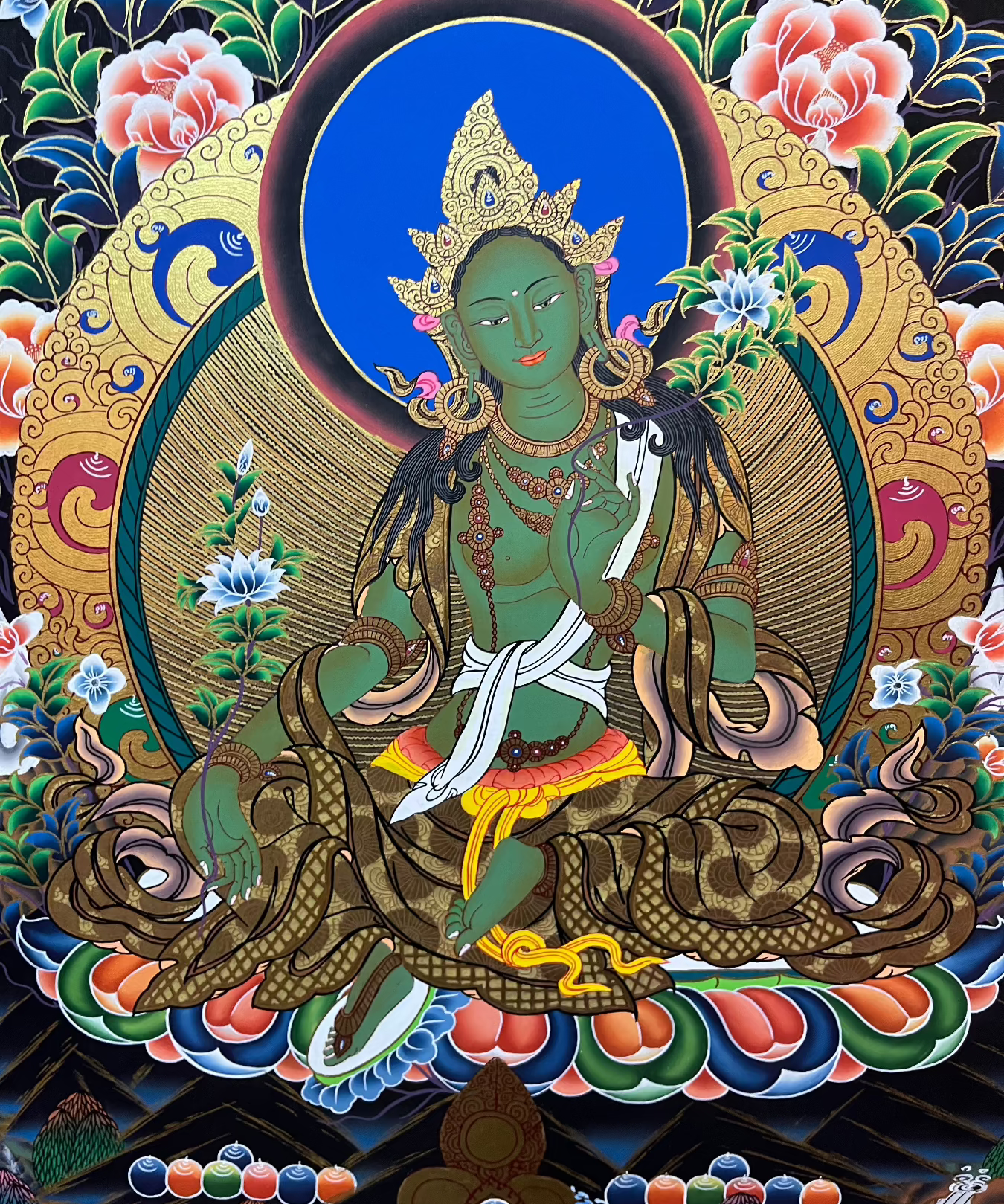 Green Tara Thangka Painting