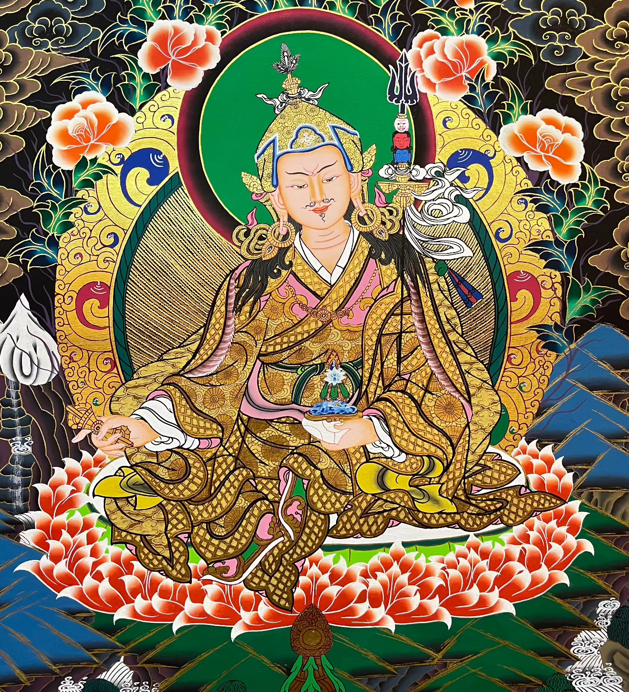 Handpainted Guru Rinpoche Thangka Painting-Pema Gyalpo