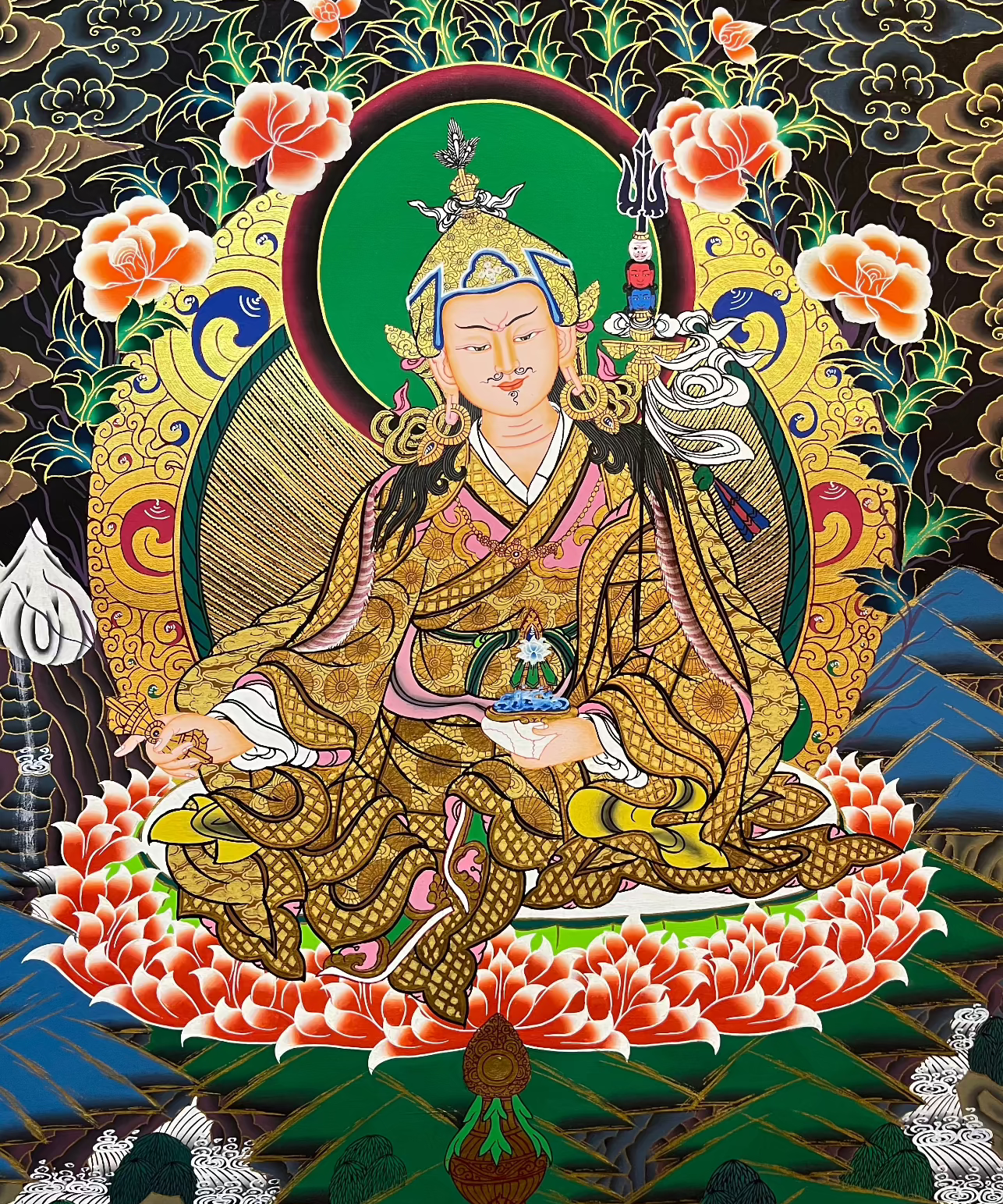 Handpainted Guru Rinpoche Thangka Painting-Pema Gyalpo