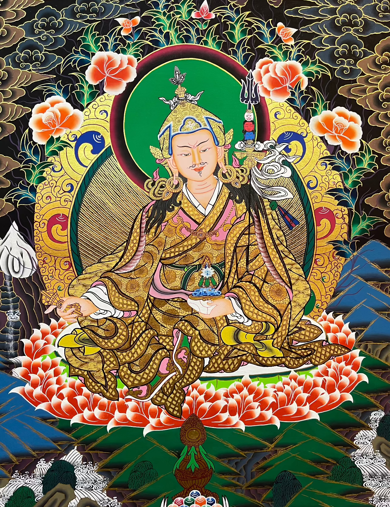 Handpainted Guru Rinpoche Thangka Painting-Pema Gyalpo