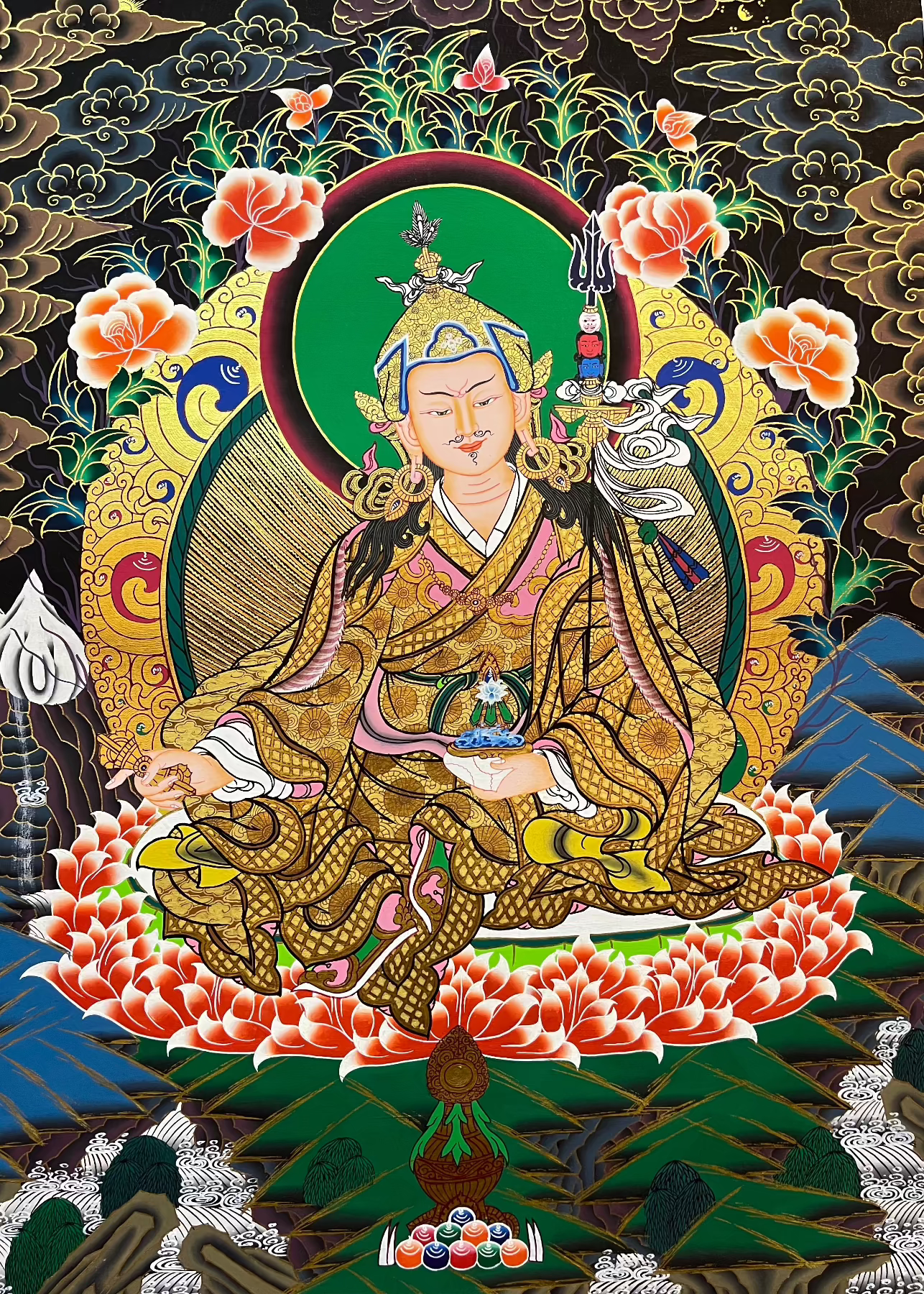 Handpainted Guru Rinpoche Thangka Painting-Pema Gyalpo