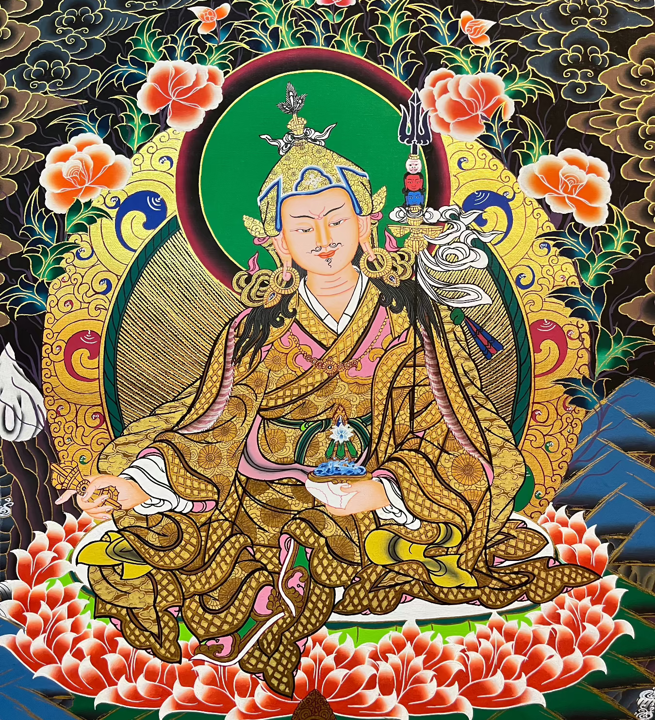 Handpainted Guru Rinpoche Thangka Painting