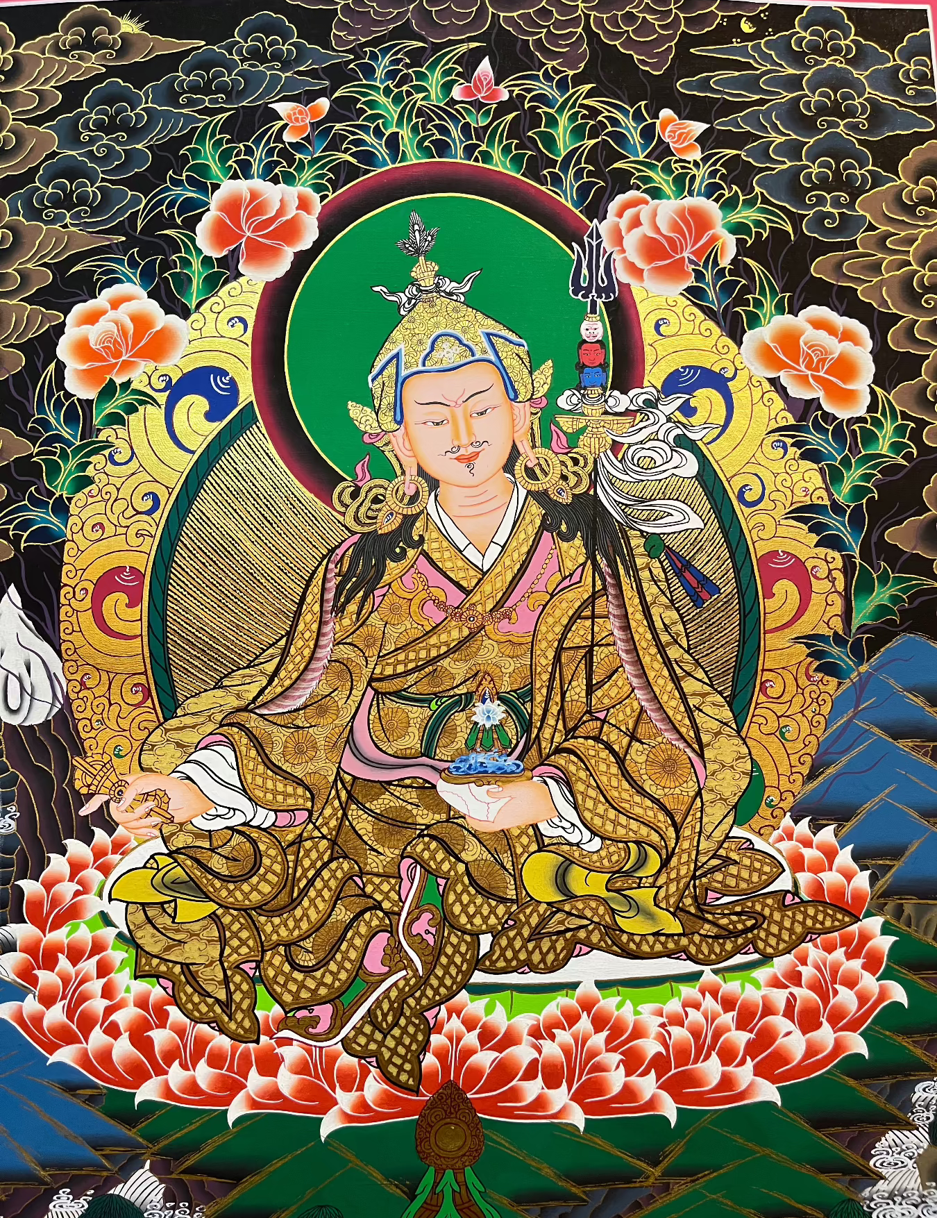 Handpainted Guru Rinpoche Thangka Painting