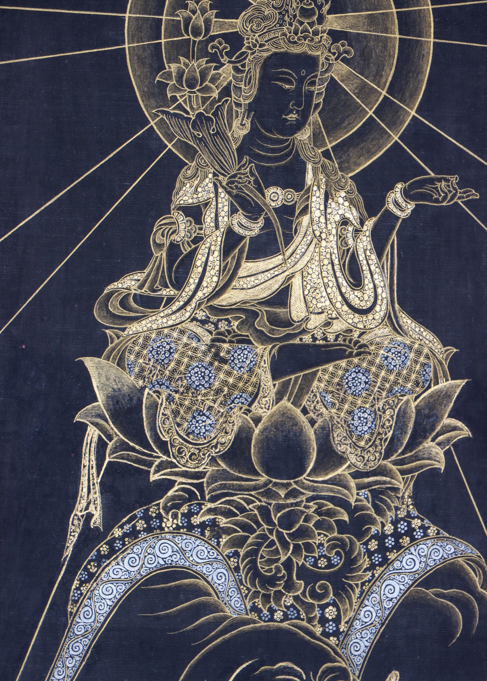 Japanese Buddha Thangka Painting for wall decor.