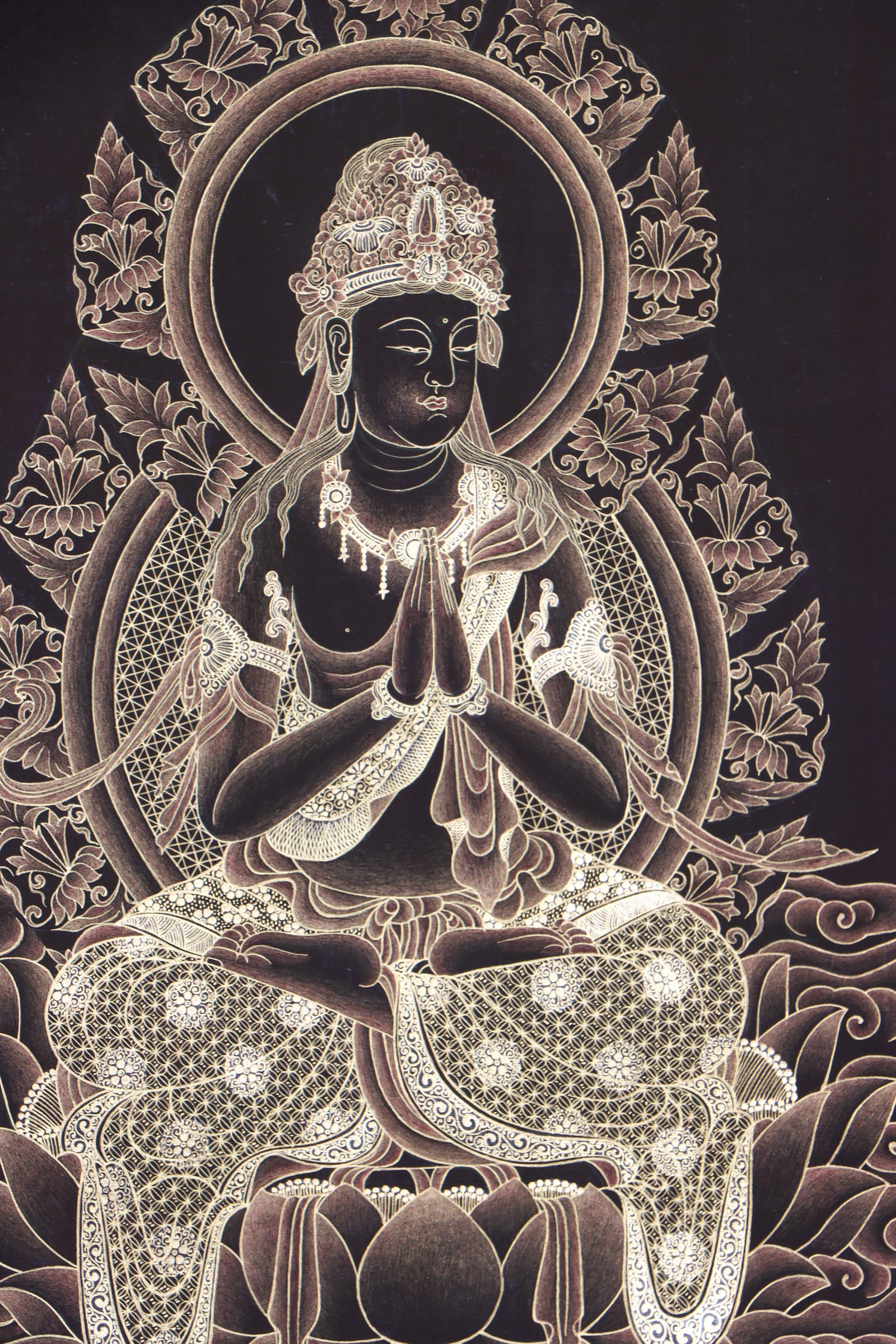 Japanese Buddha Thangka Painting - Handpainted Art