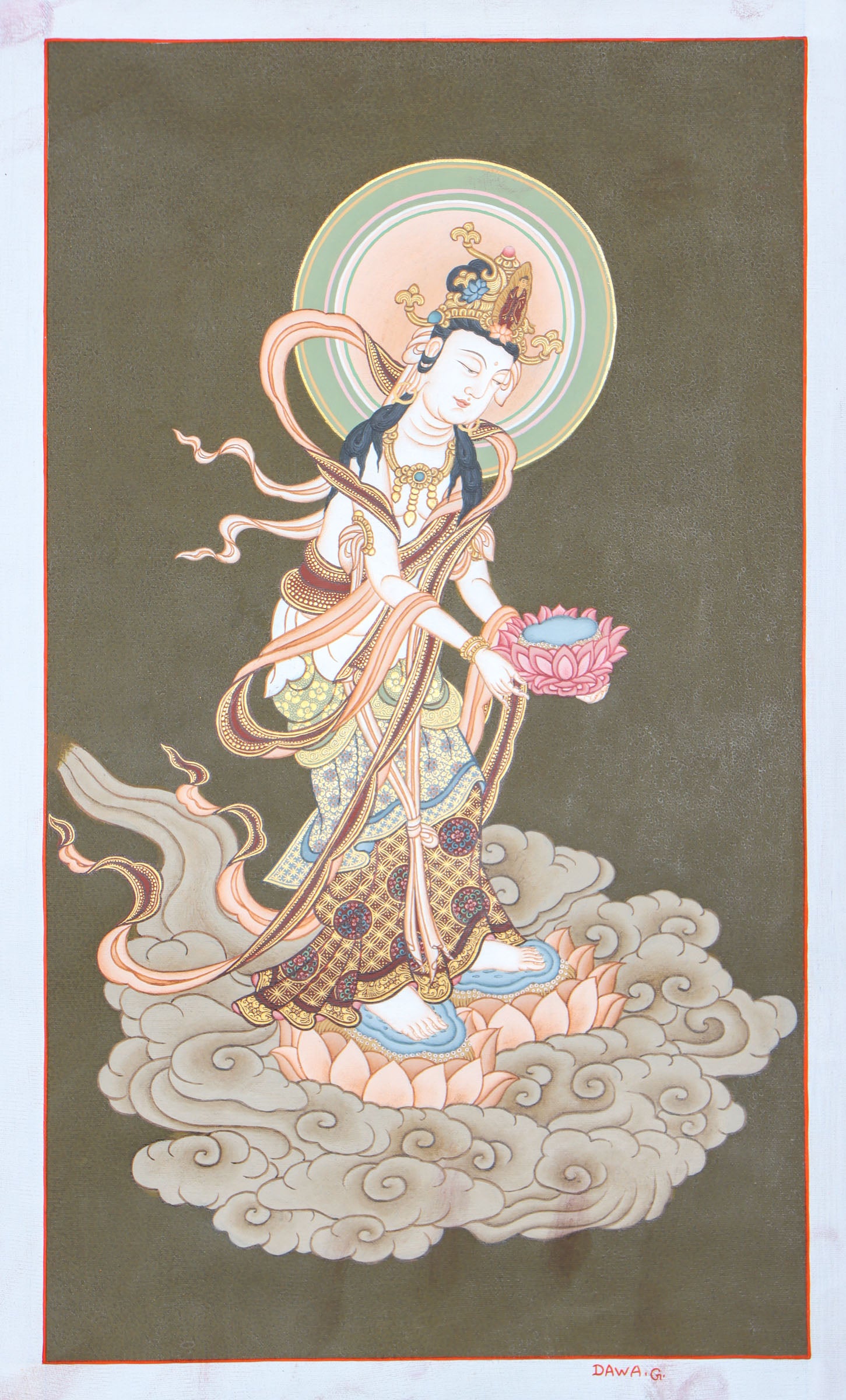 Japanese Buddha Thangka Painting for spirituality.