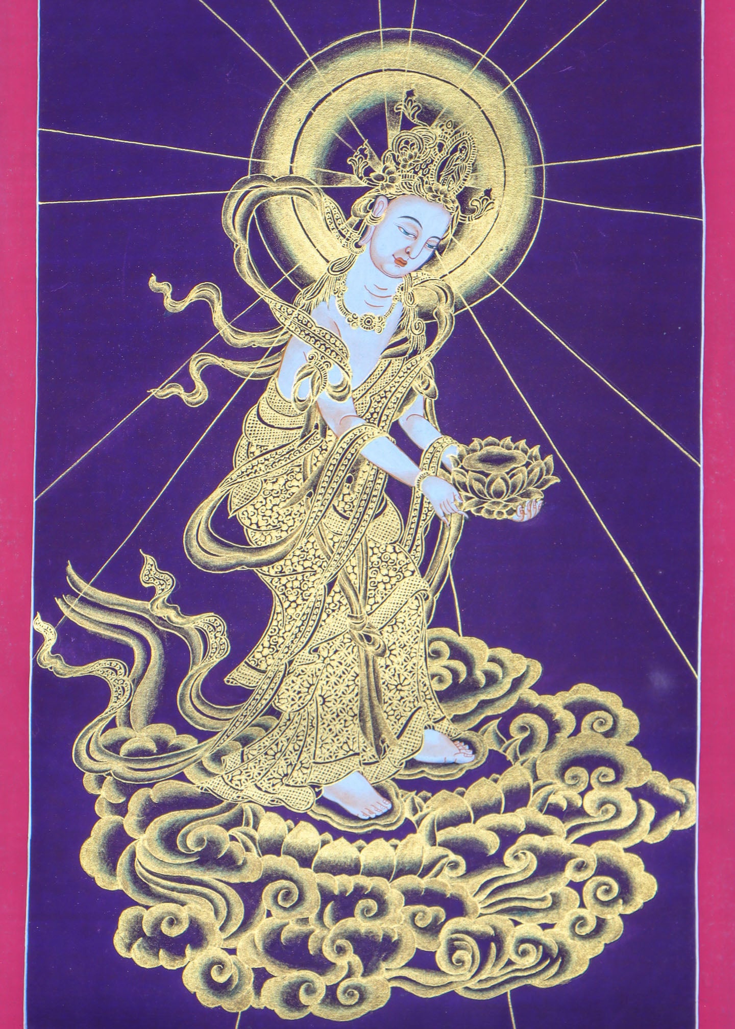 Japanese Buddha Thangka Painting - Handpainted Art 