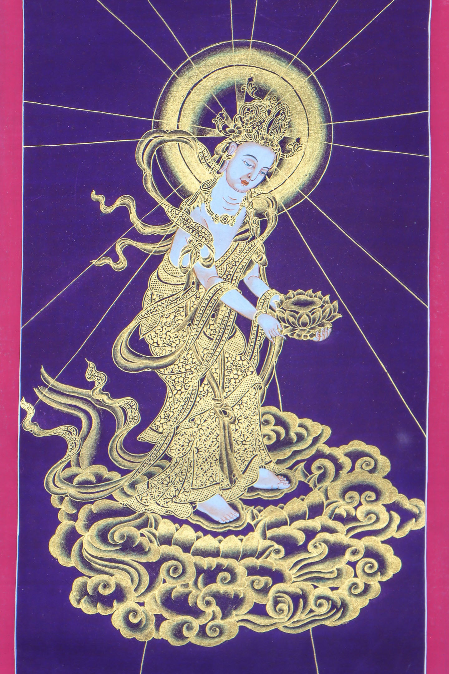 Japanese Buddha Thangka Painting - Handpainted Art 