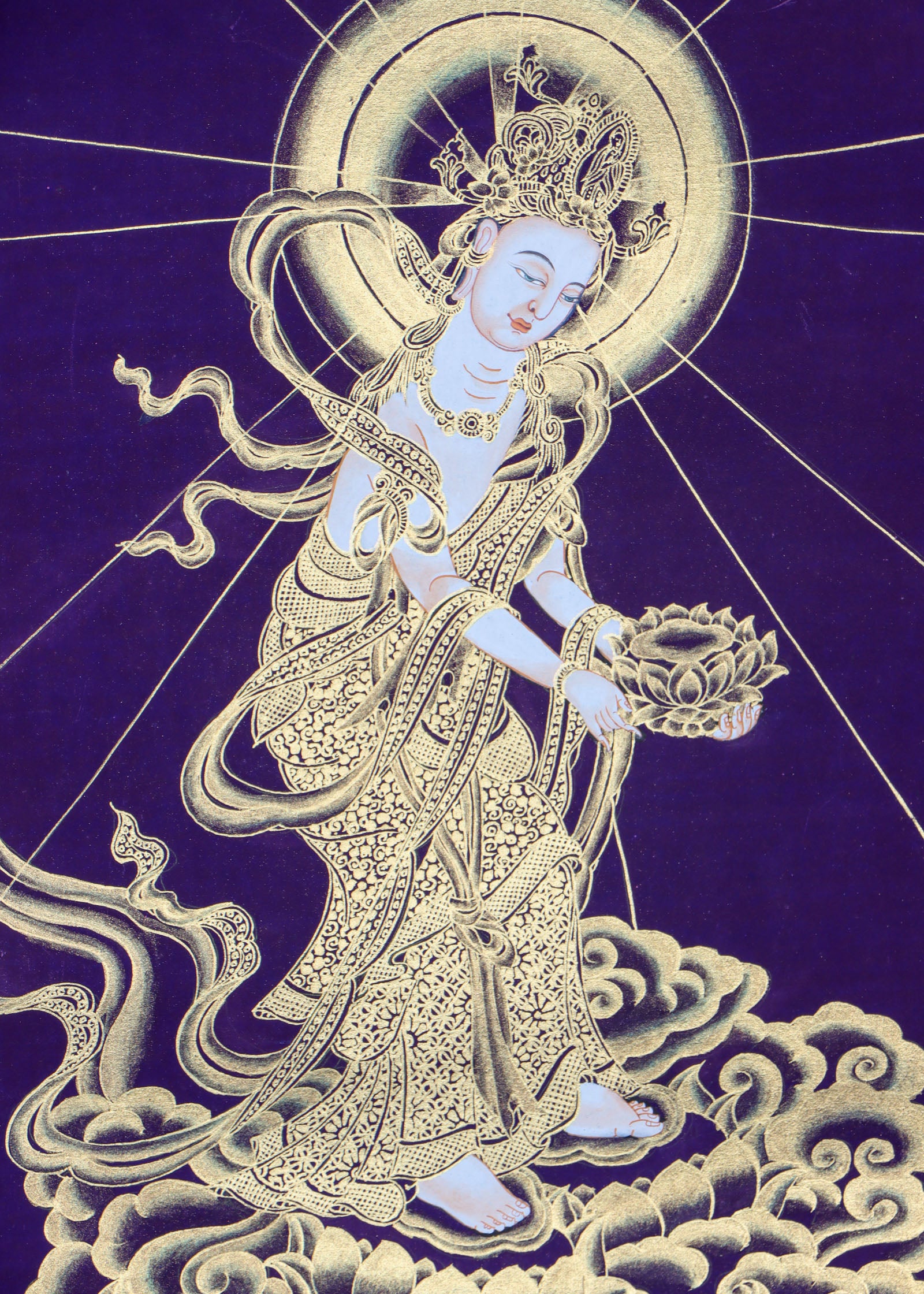 Japanese Buddha Thangka Painting - Handpainted Art