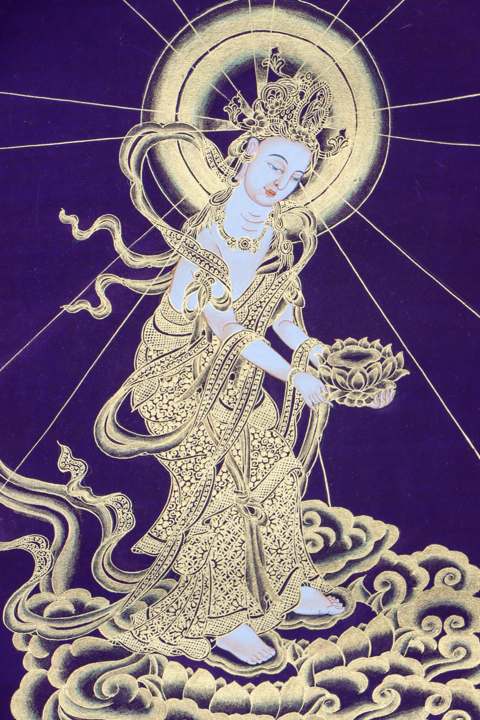 Japanese Buddha Thangka Painting - Handpainted Art