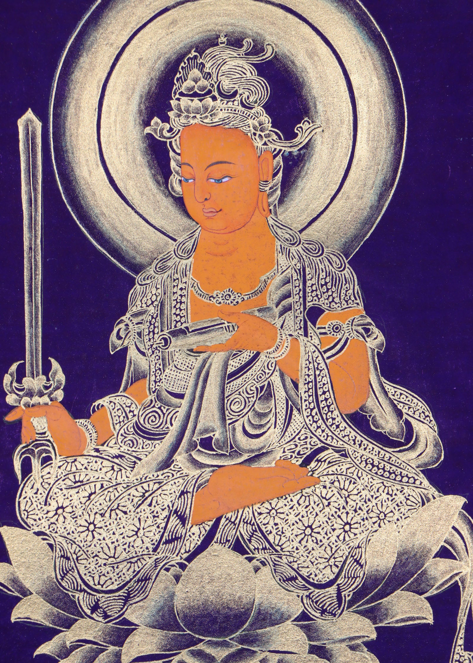 Japanese Buddha Thangka Painting for spirituality. 
