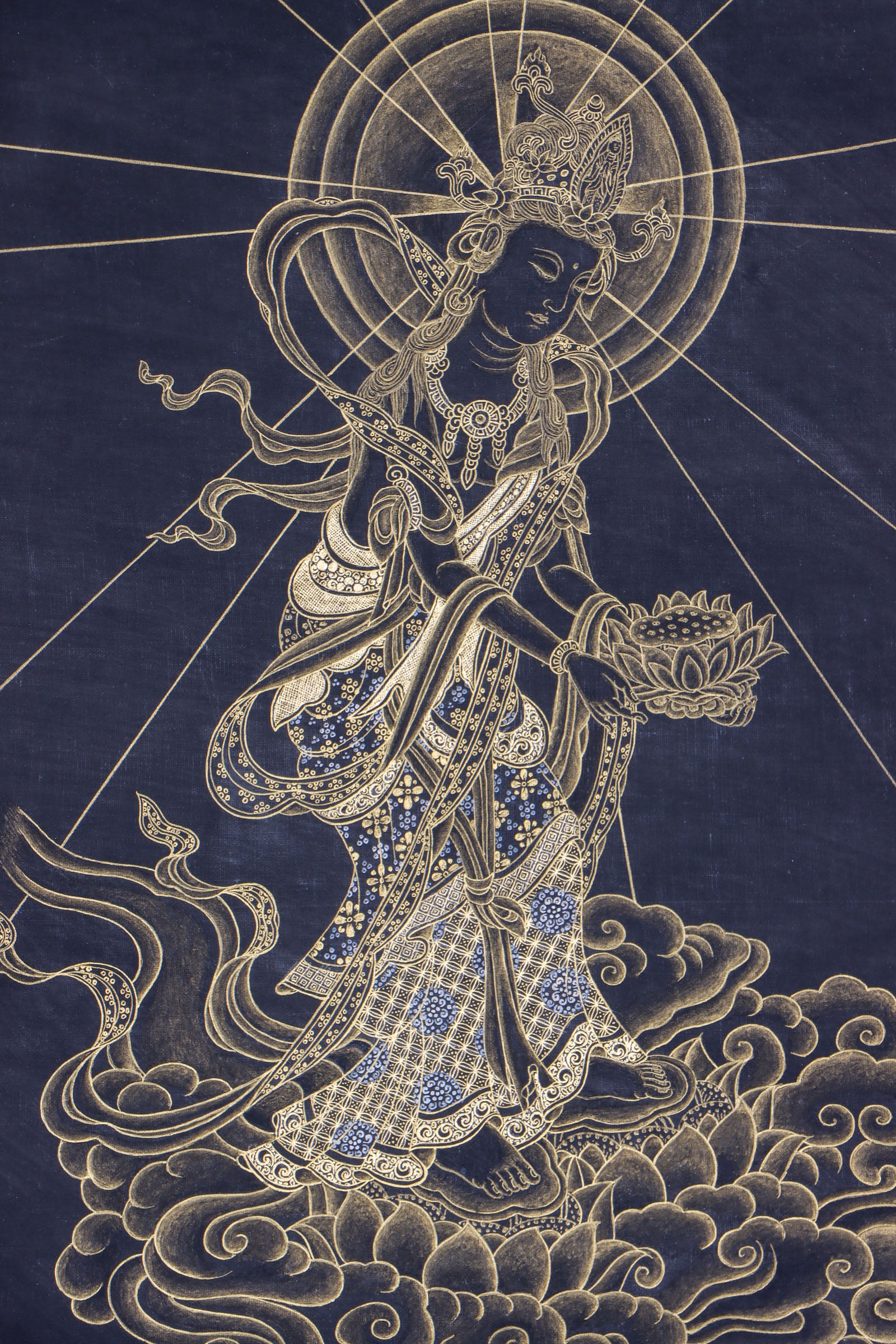 Japanese Buddha Thangka Painting - Tibetan Art on Cotton Canvas