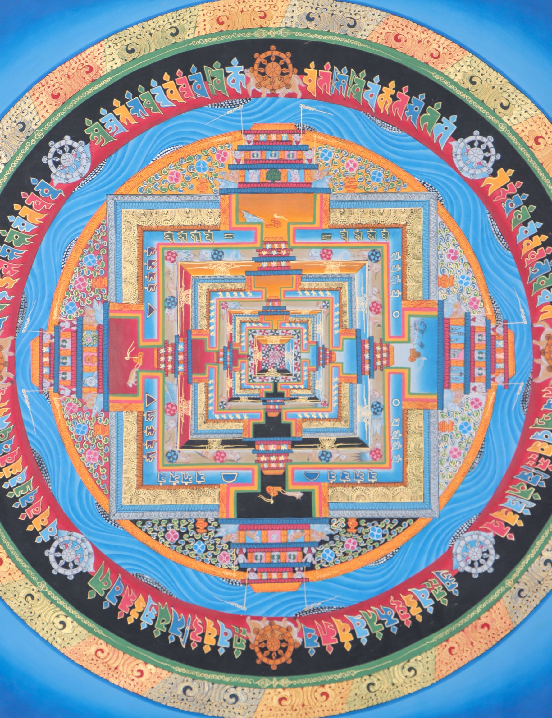 Kalachakra Mandala Thangka Painting for meditation and wall decor. 