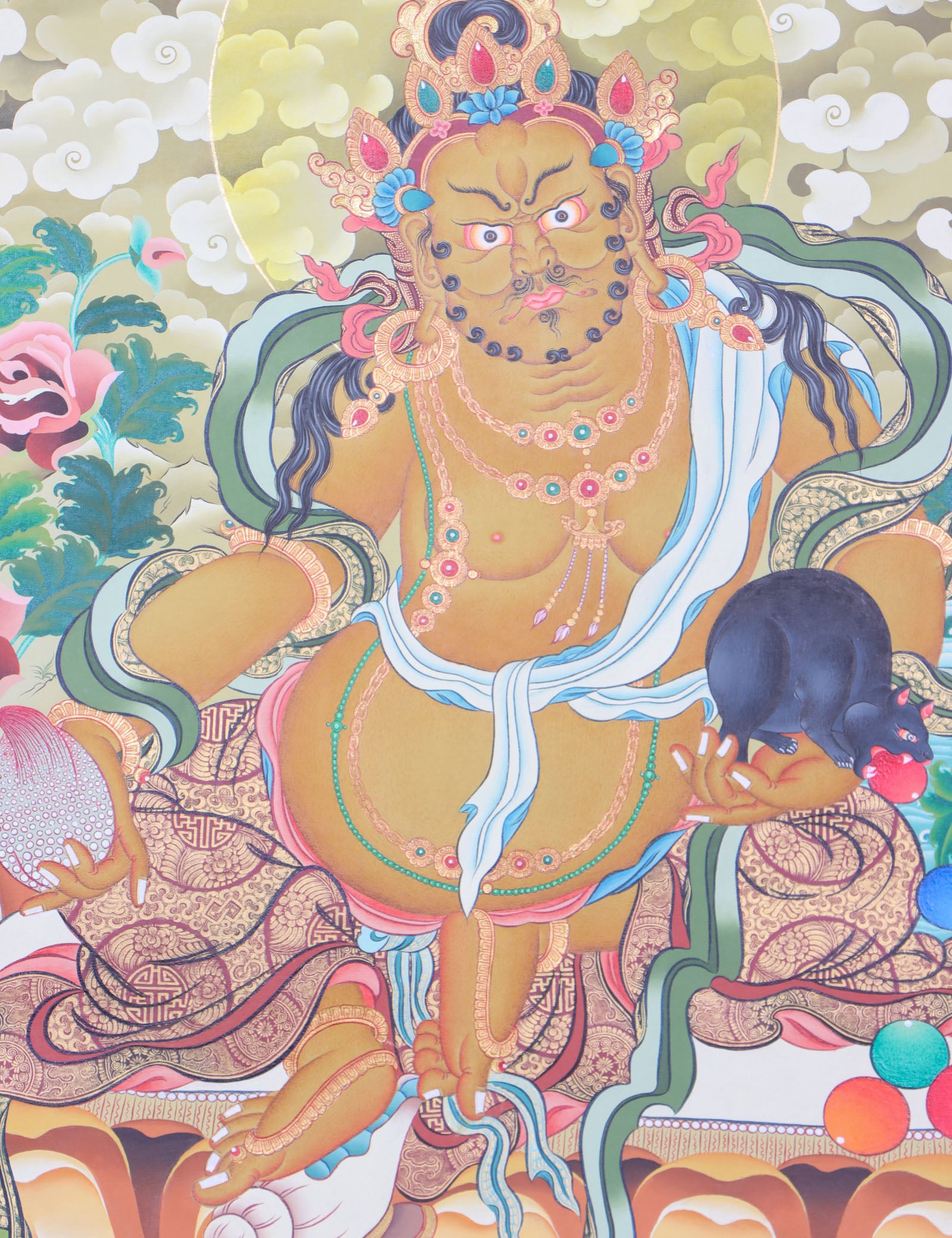 Wall hang Zambala for wealth and fortune in Tibetan Buddhism