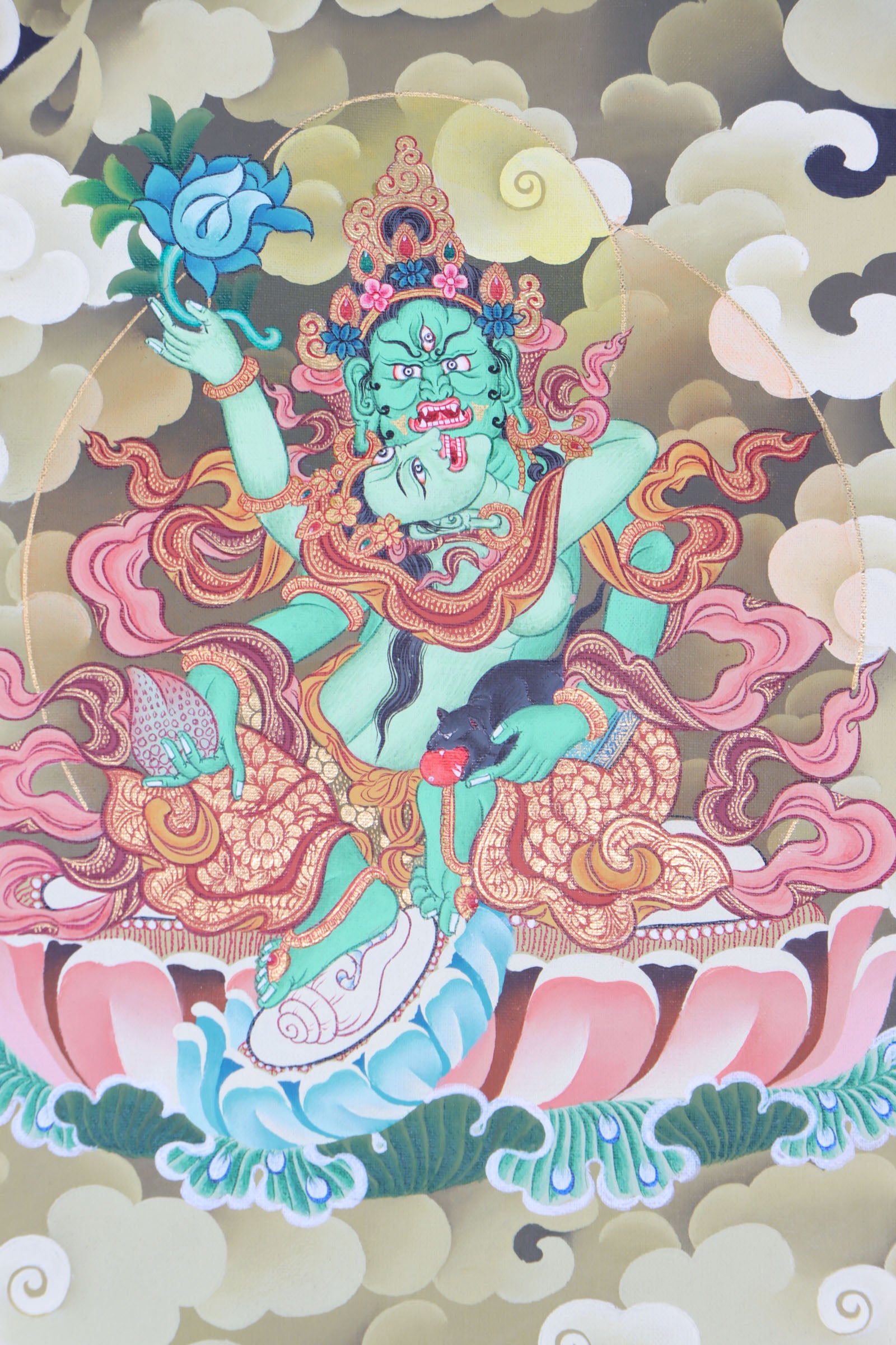 Wall hang Zambala for wealth and fortune in Tibetan Buddhism