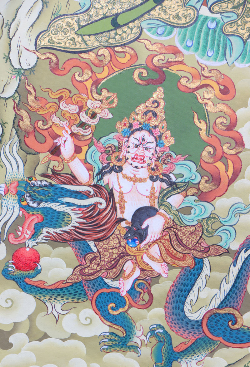 Wall hang Zambala for wealth and fortune in Tibetan Buddhism