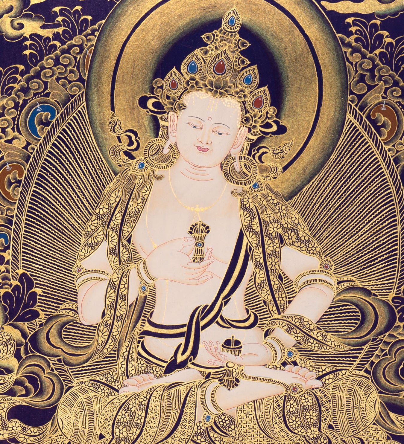Vajrasattva Thangka Art on Cotton Canvas