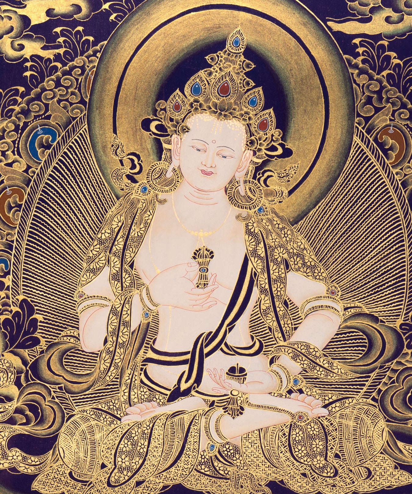 Vajrasattva Thangka Art on Cotton Canvas