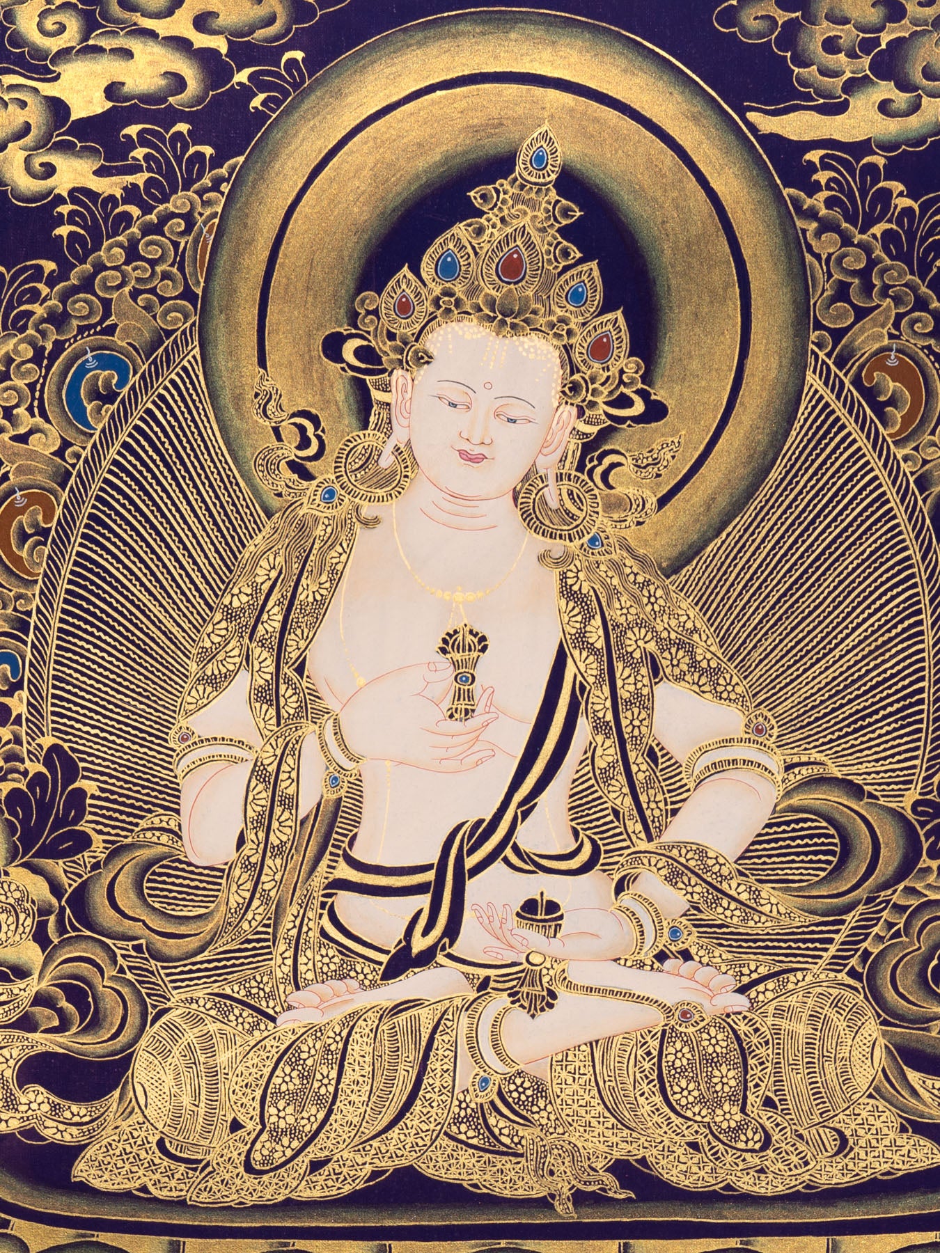 Vajrasattva Thangka Art on Cotton Canvas
