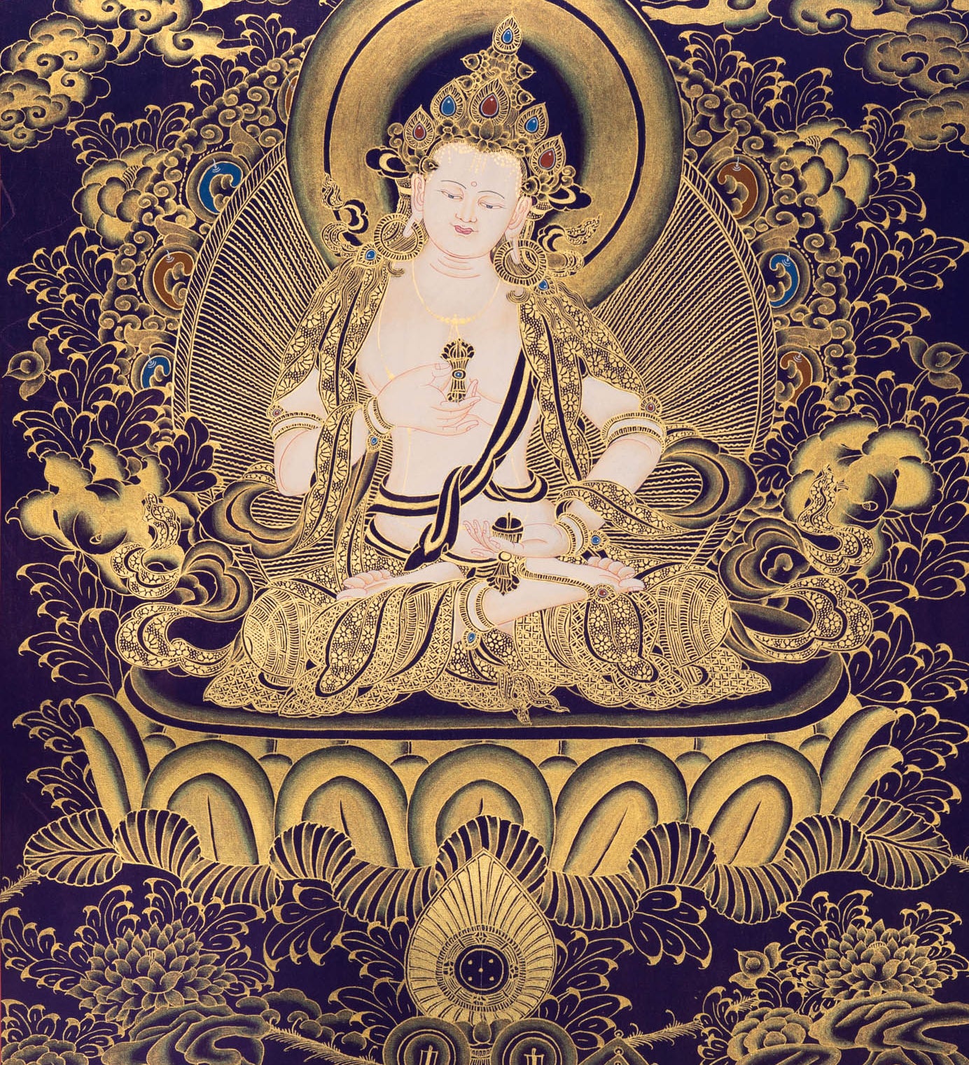 Vajrasattva Thangka Art on Cotton Canvas