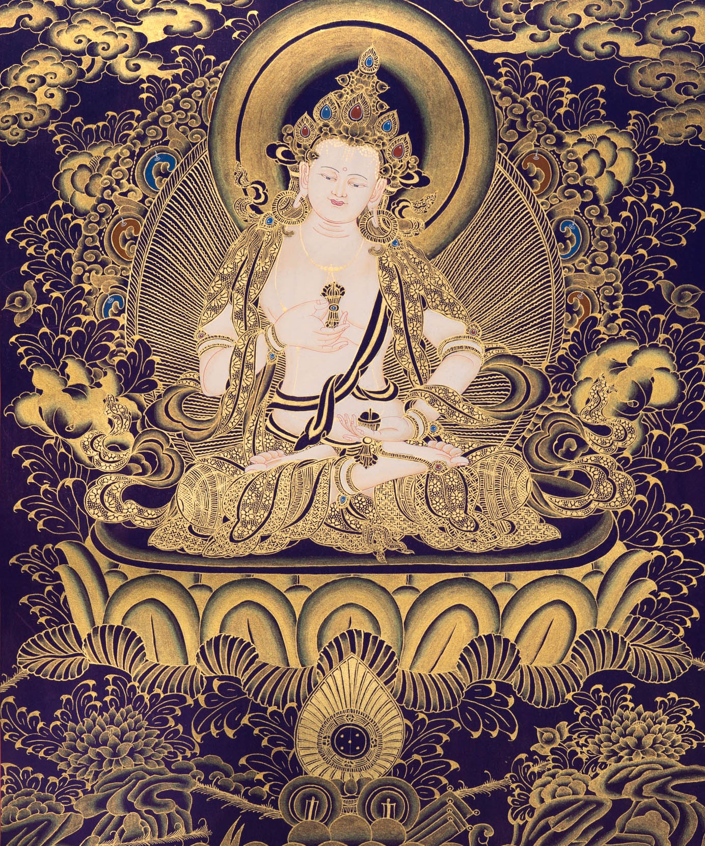 Vajrasattva Thangka Art on Cotton Canvas