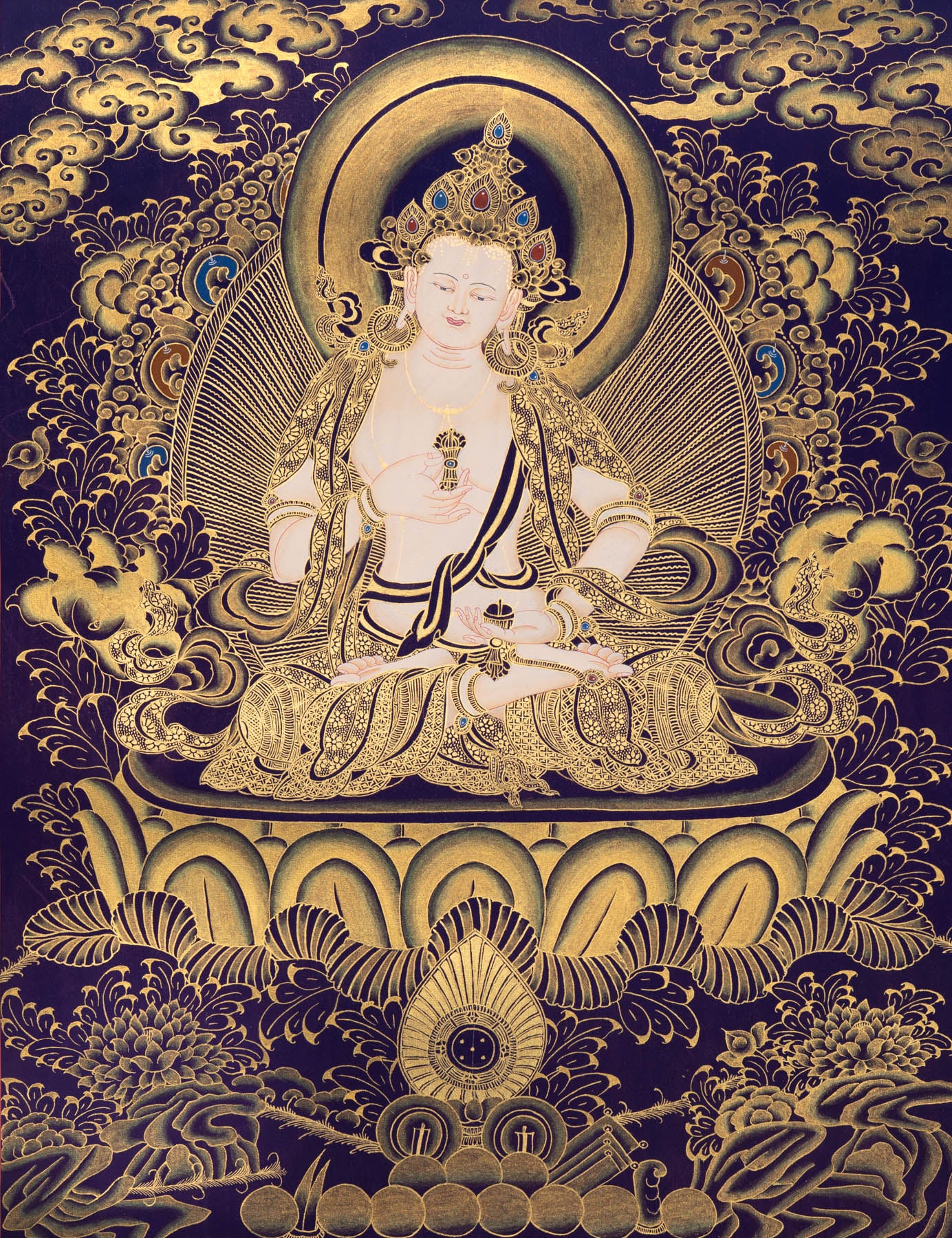Vajrasattva Thangka Art on Cotton Canvas