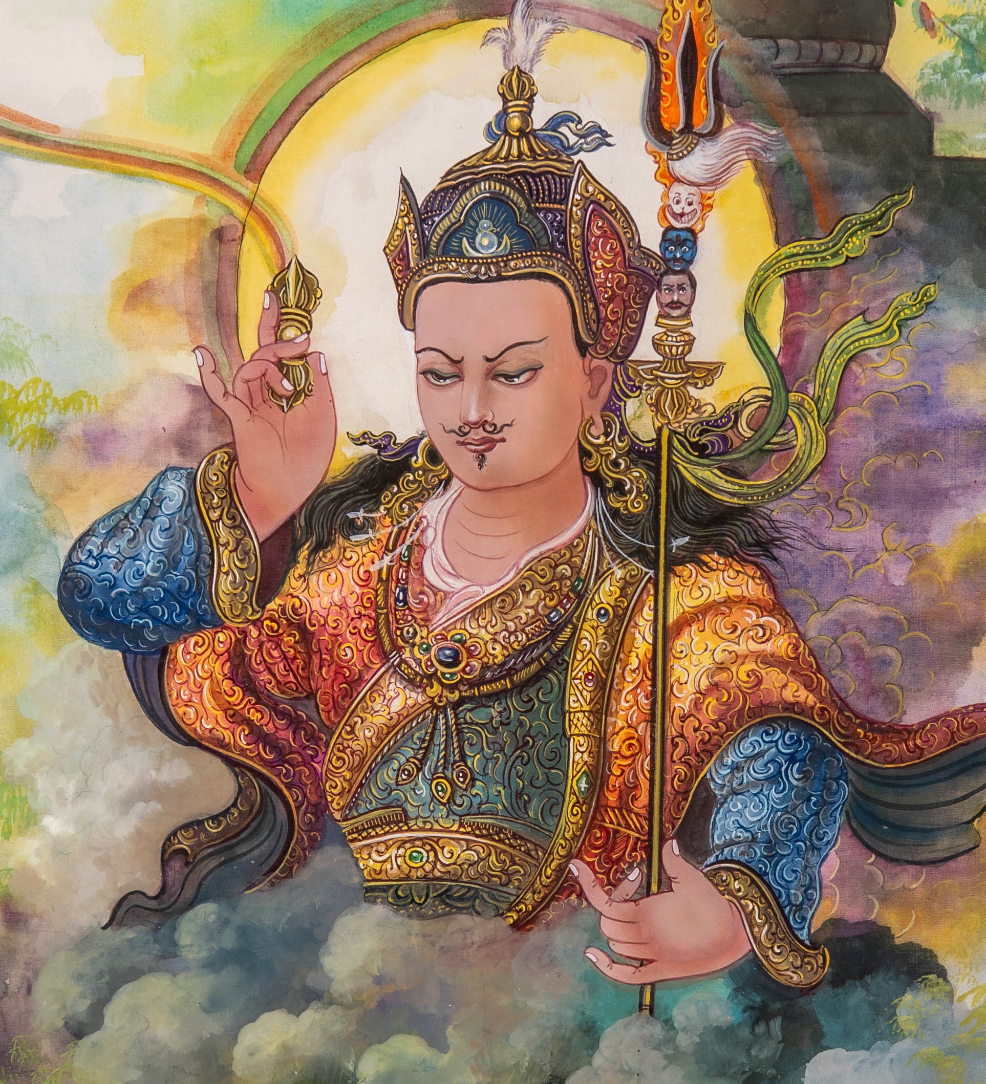 Guru Rinpoche Thangka – Handpainted Newari Masterpiece
