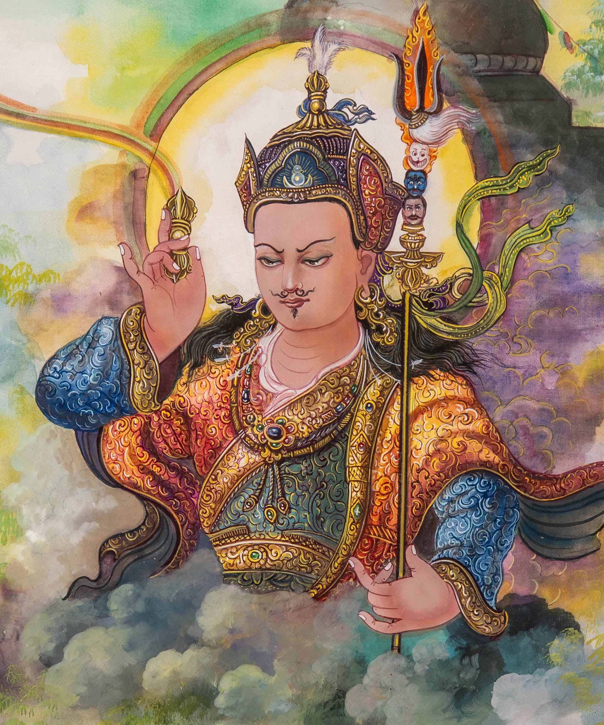 Guru Rinpoche Thangka – Handpainted Newari Masterpiece