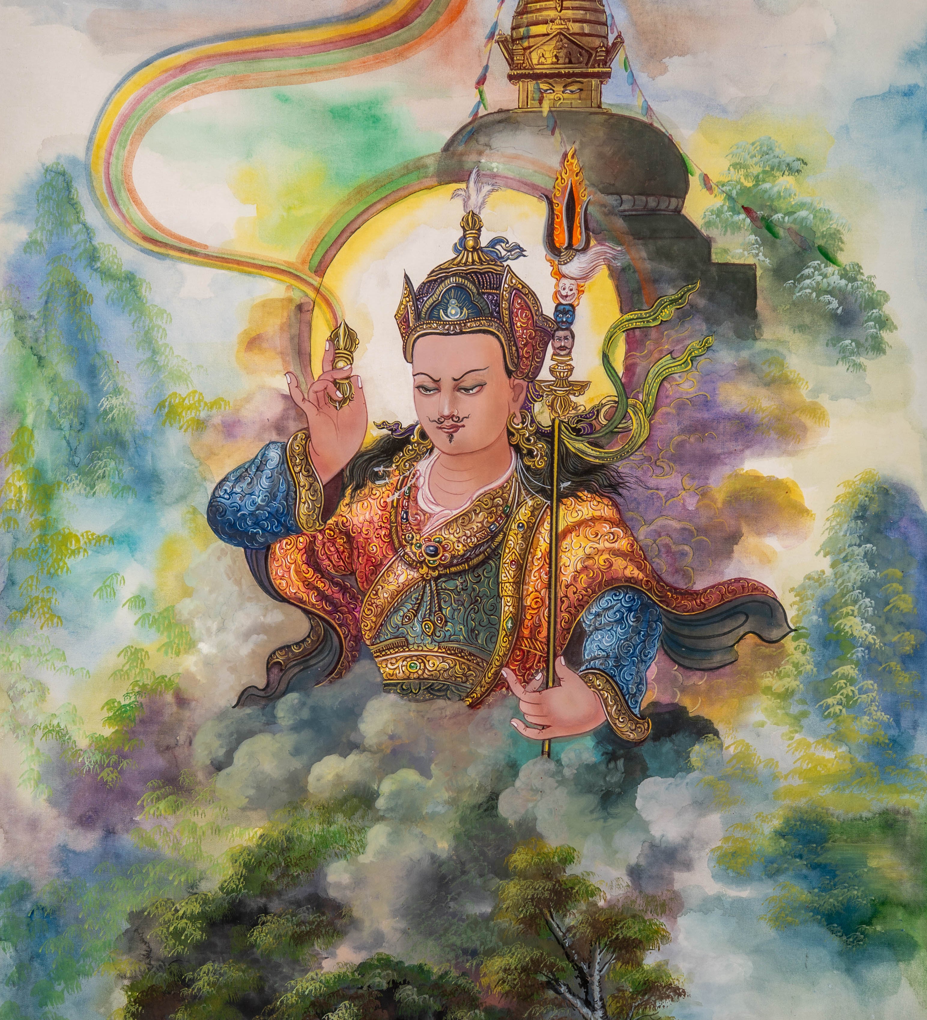 Guru Rinpoche Thangka – Handpainted Newari Masterpiece