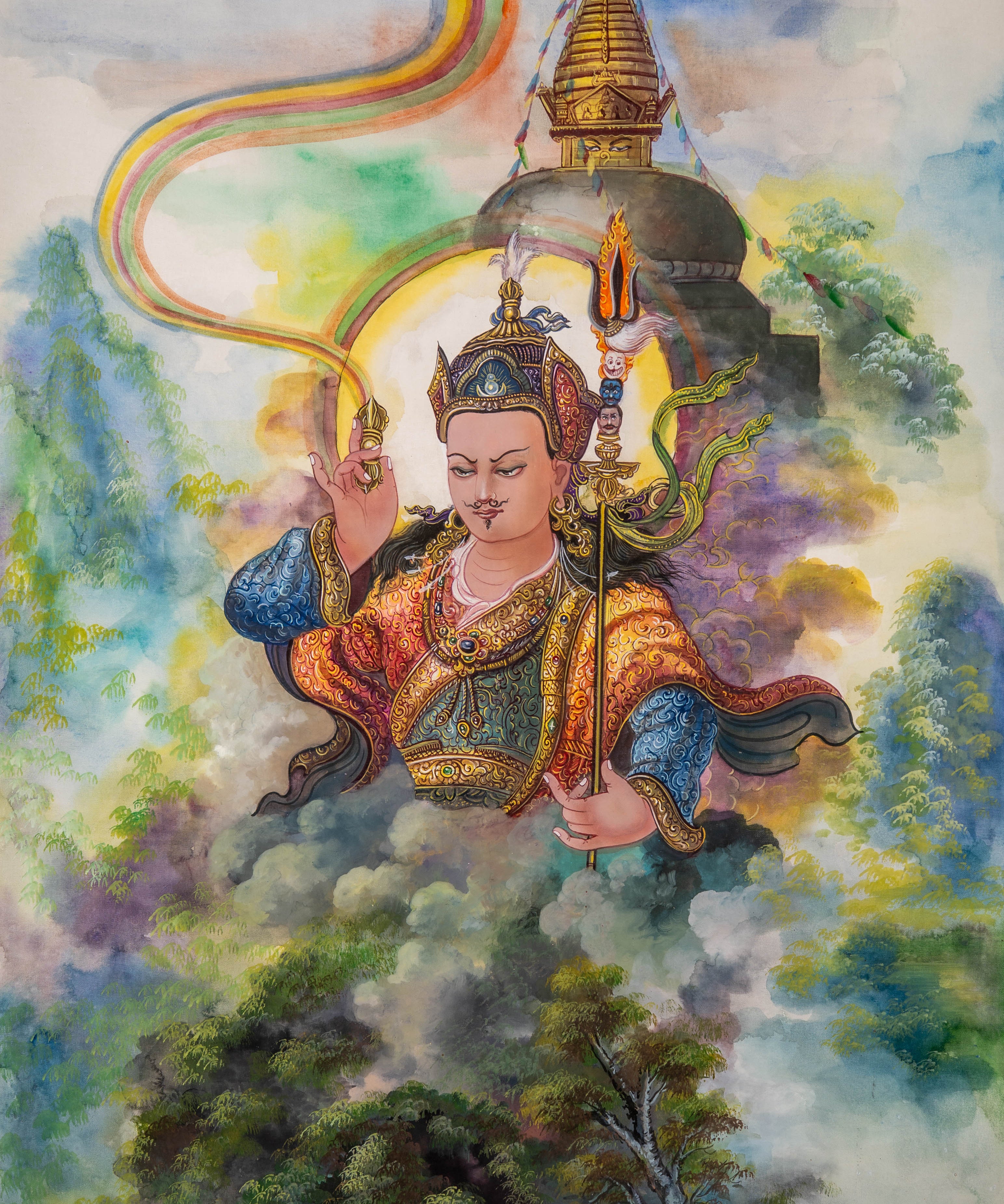 Guru Rinpoche Thangka – Handpainted Newari Masterpiece