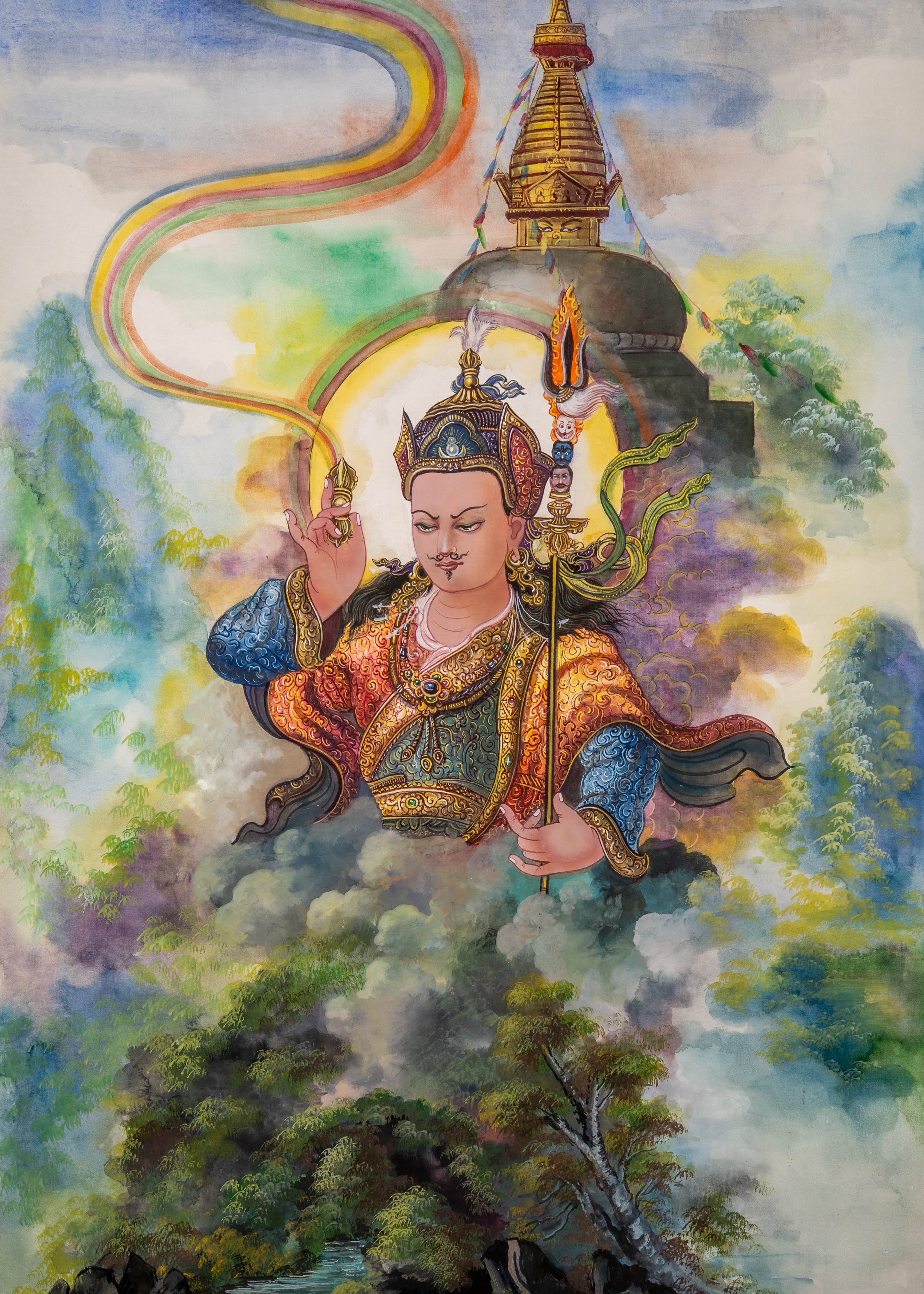 Guru Rinpoche Thangka – Handpainted Newari Masterpiece