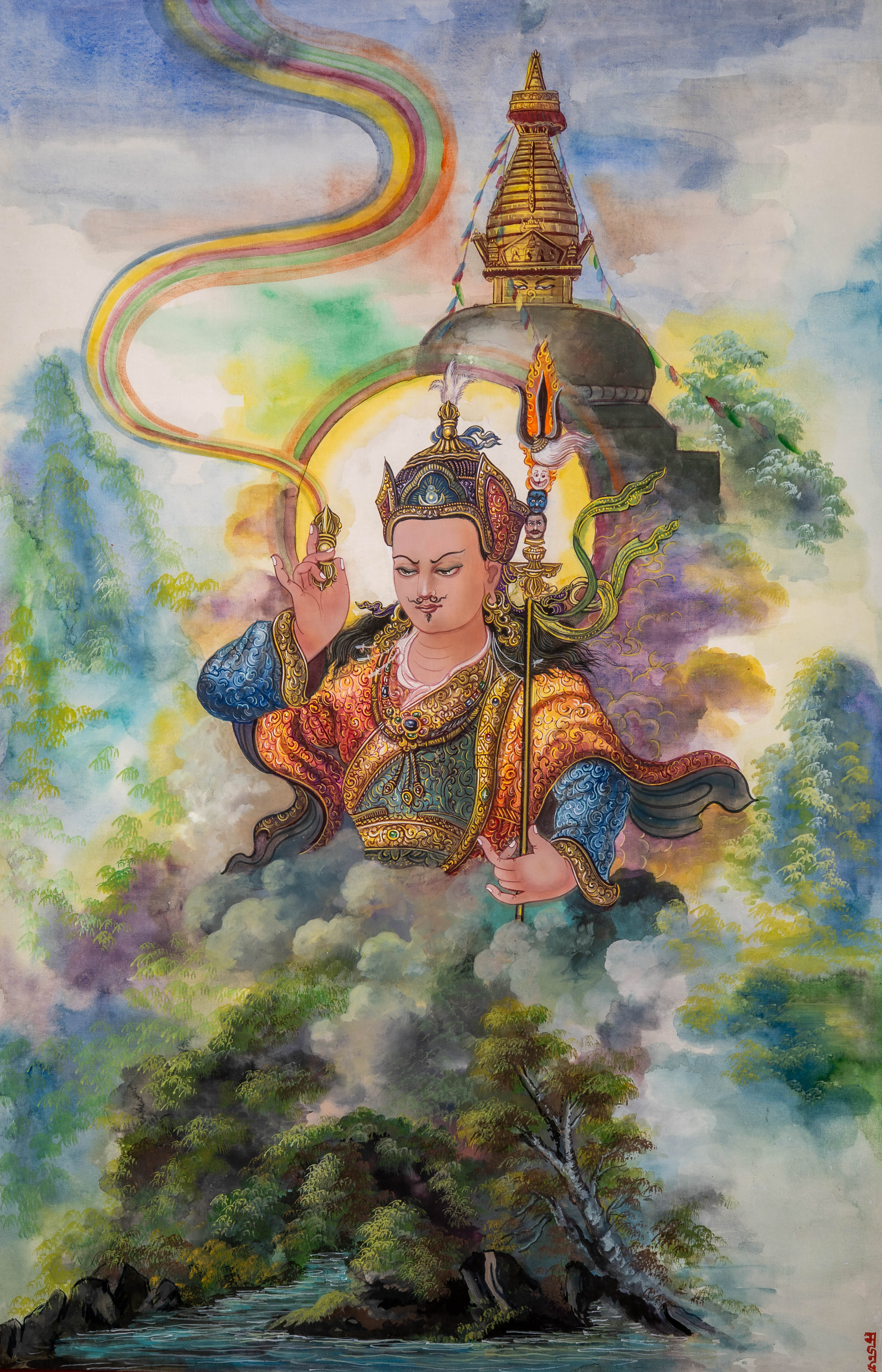 Guru Rinpoche Thangka – Handpainted Newari Masterpiece