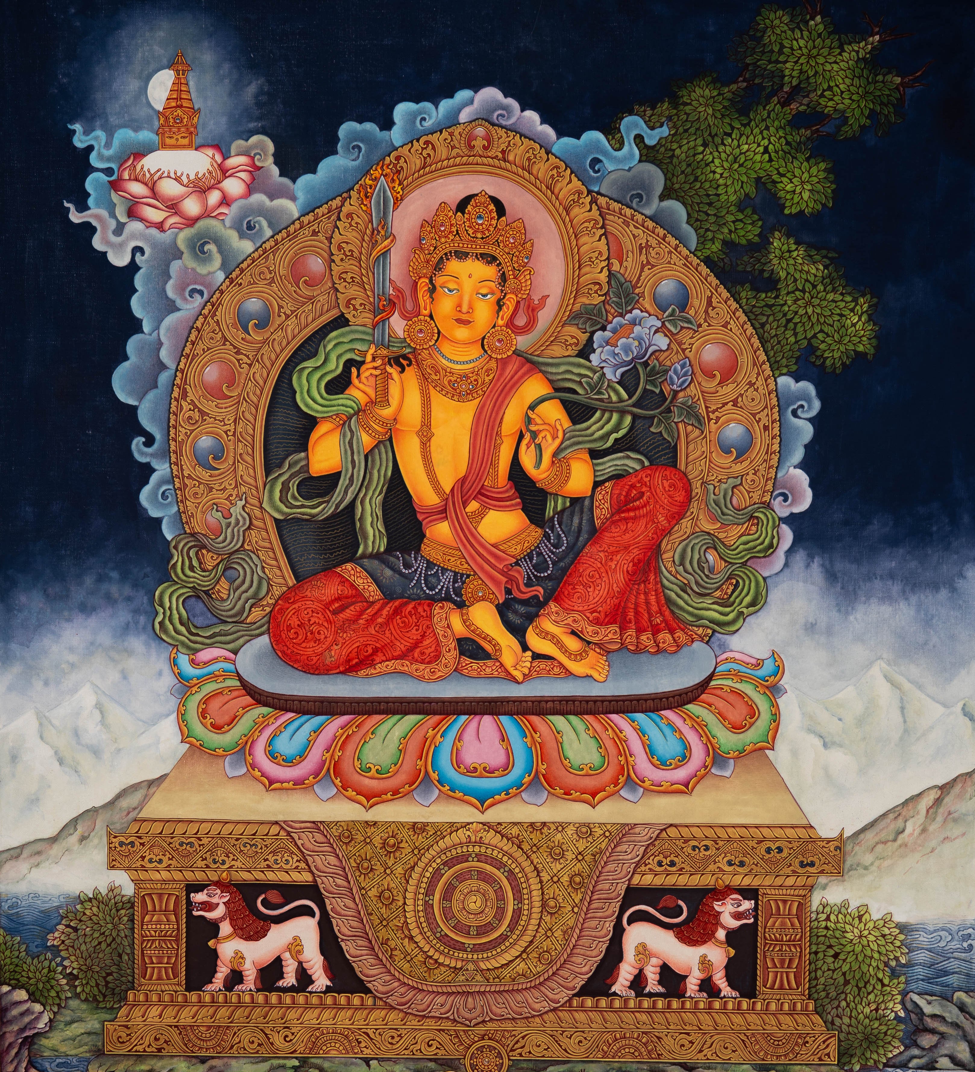 Manjushri Thangka Painting – Sacred Painting