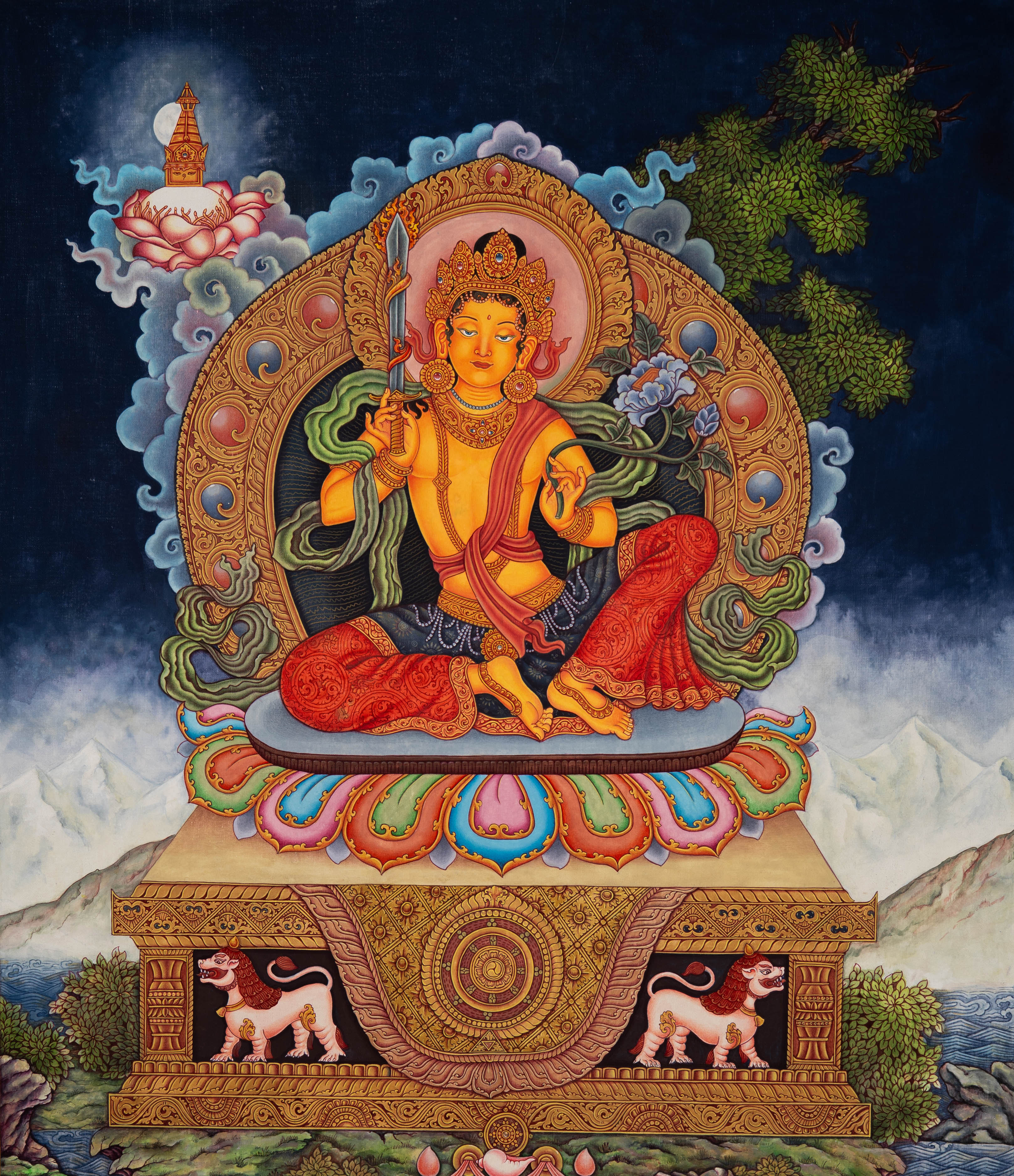 Manjushri Thangka Painting – Sacred Painting