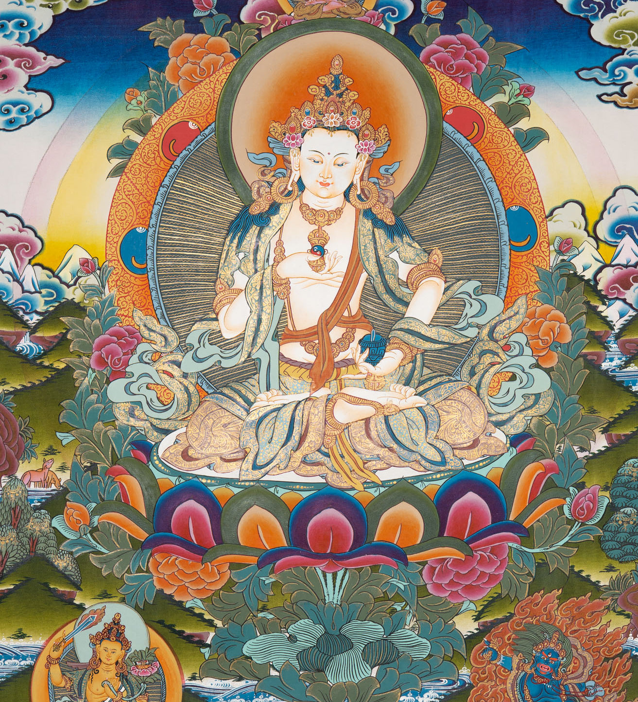 Vajrasattva Thangka – Tibetan Purification Deity Art