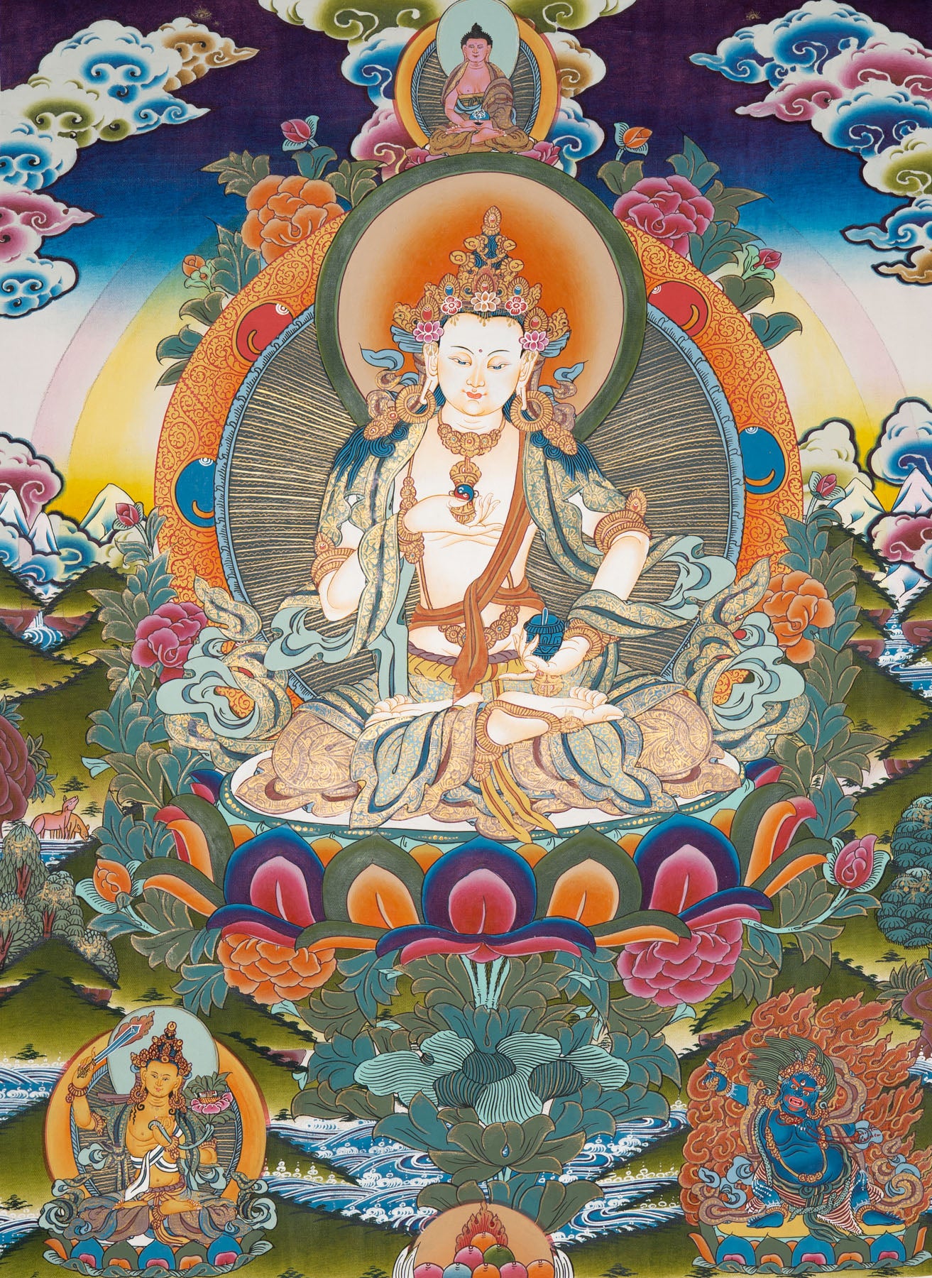 Vajrasattva Thangka – Tibetan Purification Deity Art