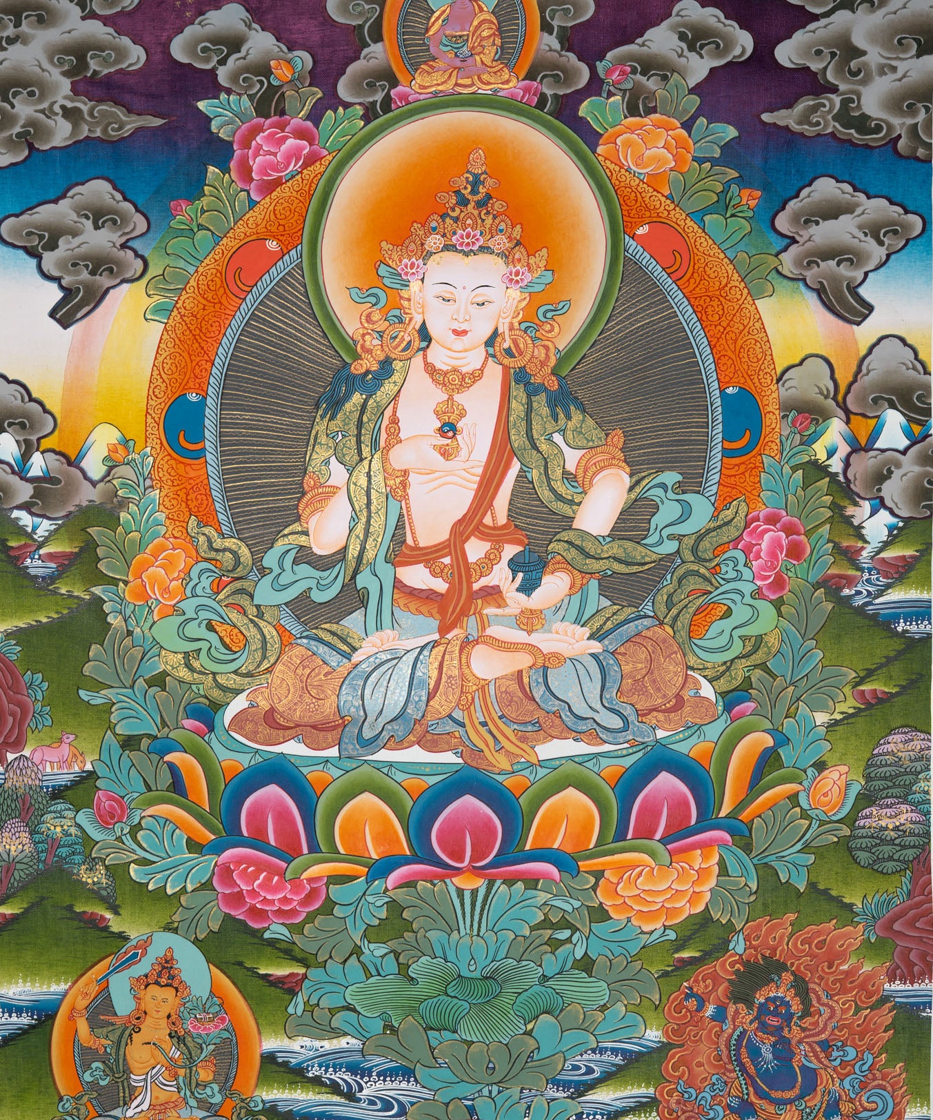 Vajrasattva Thangka Painting for wall hanging decor.