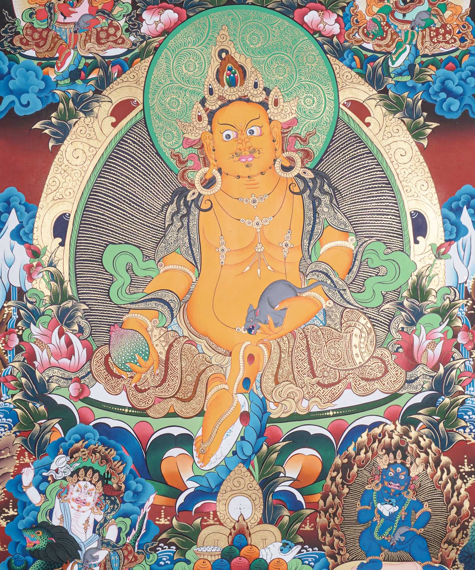 Pancha Zambala Thangka  - Handpainted Painting