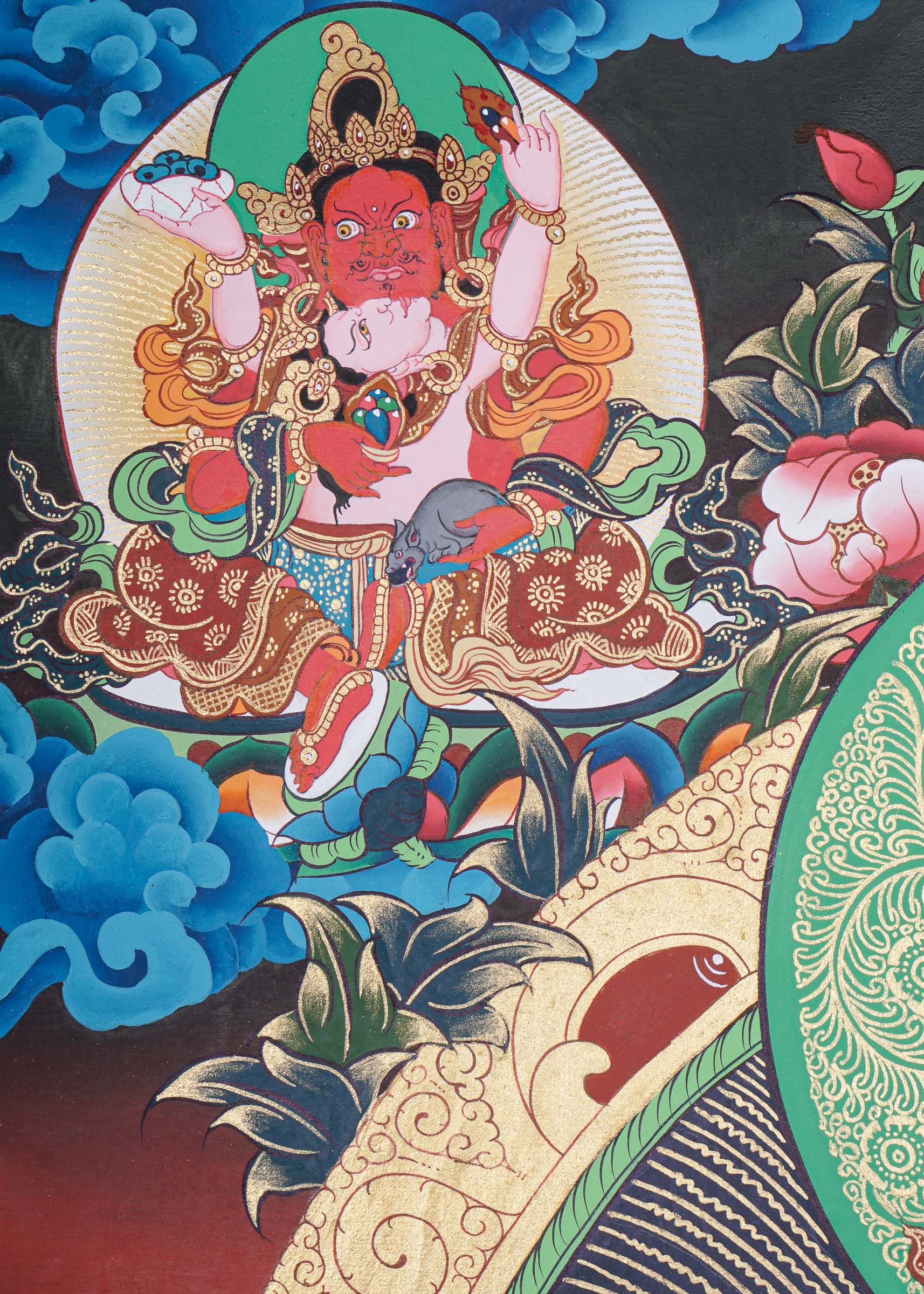 Pancha Zambala Thangka - Handpainted Painting