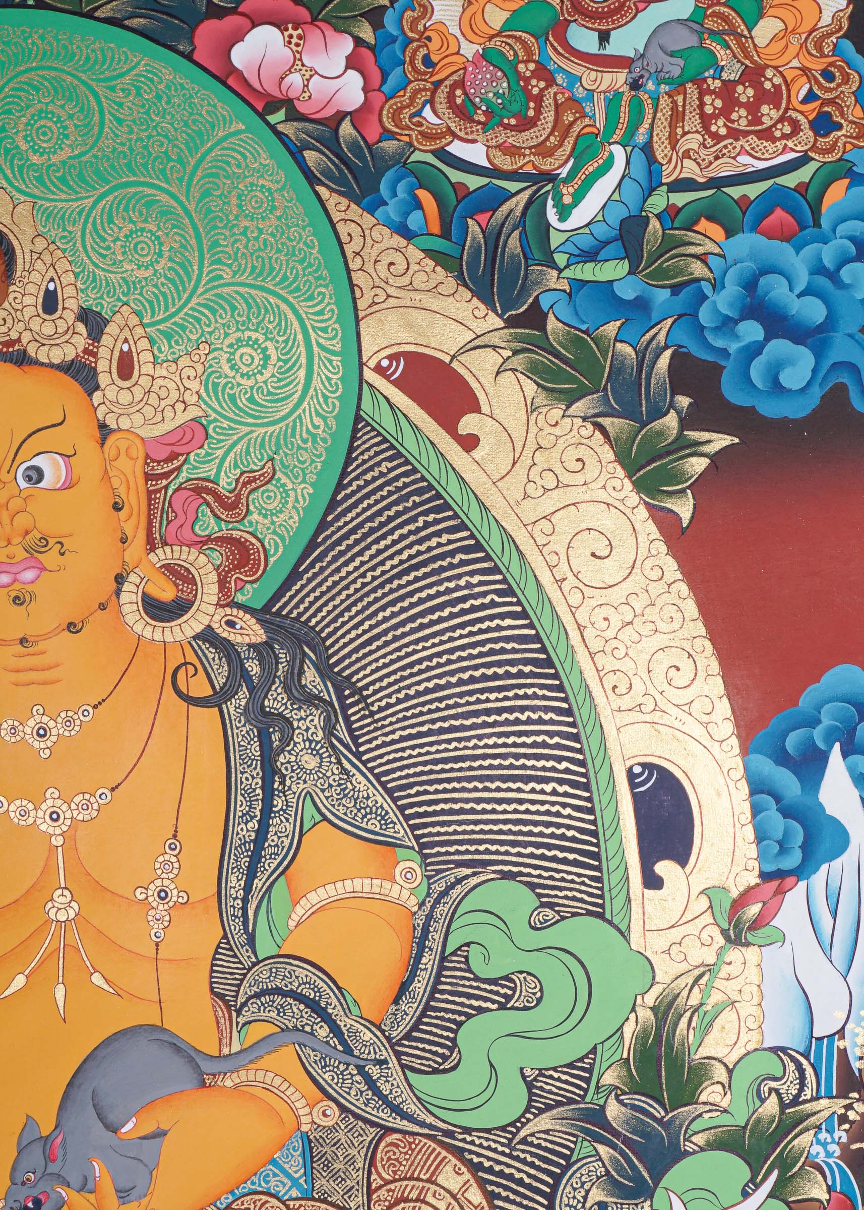 Pancha Zambala Thangka - Handpainted Painting