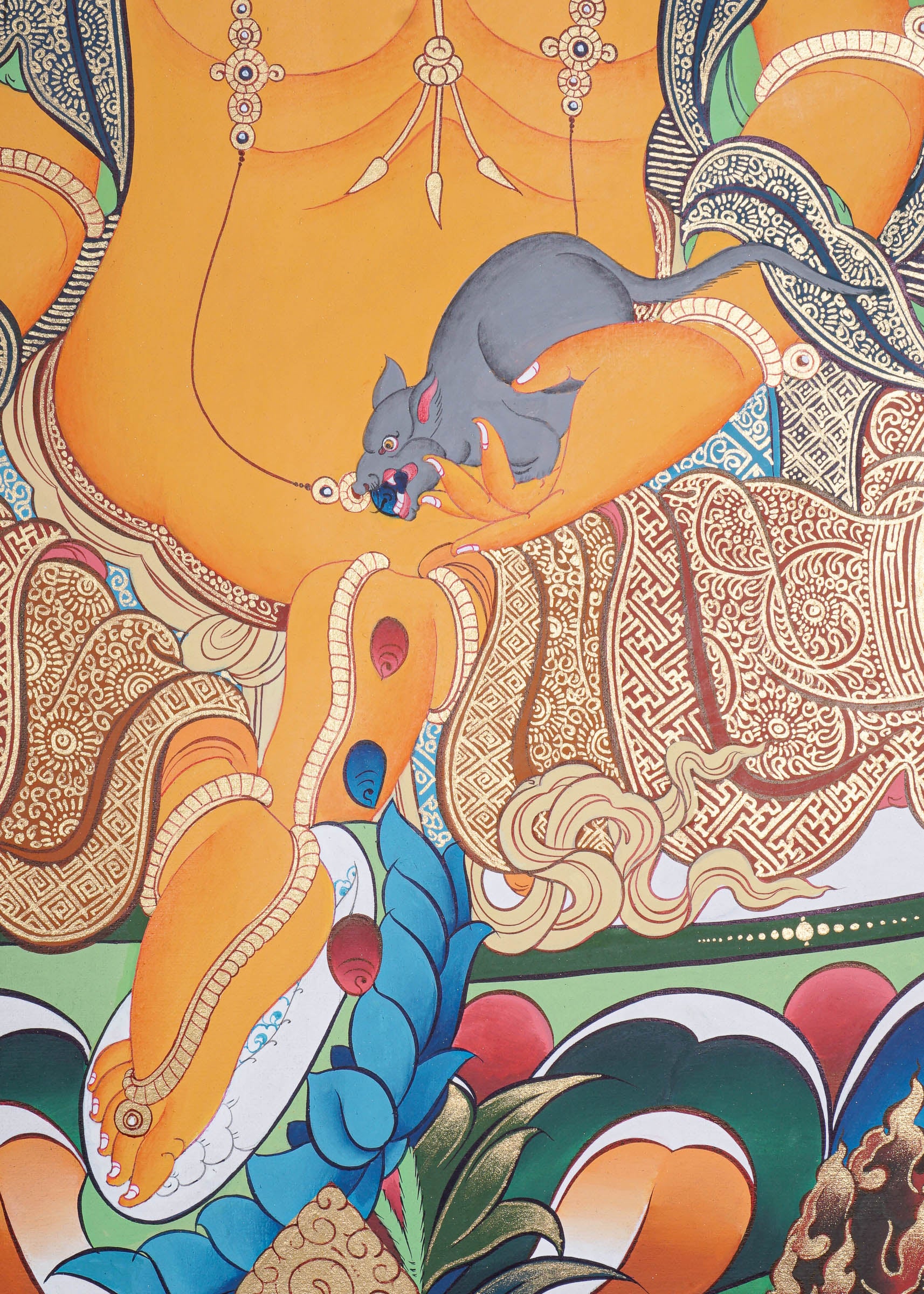 Pancha Zambala Thangka - Handpainted Painting