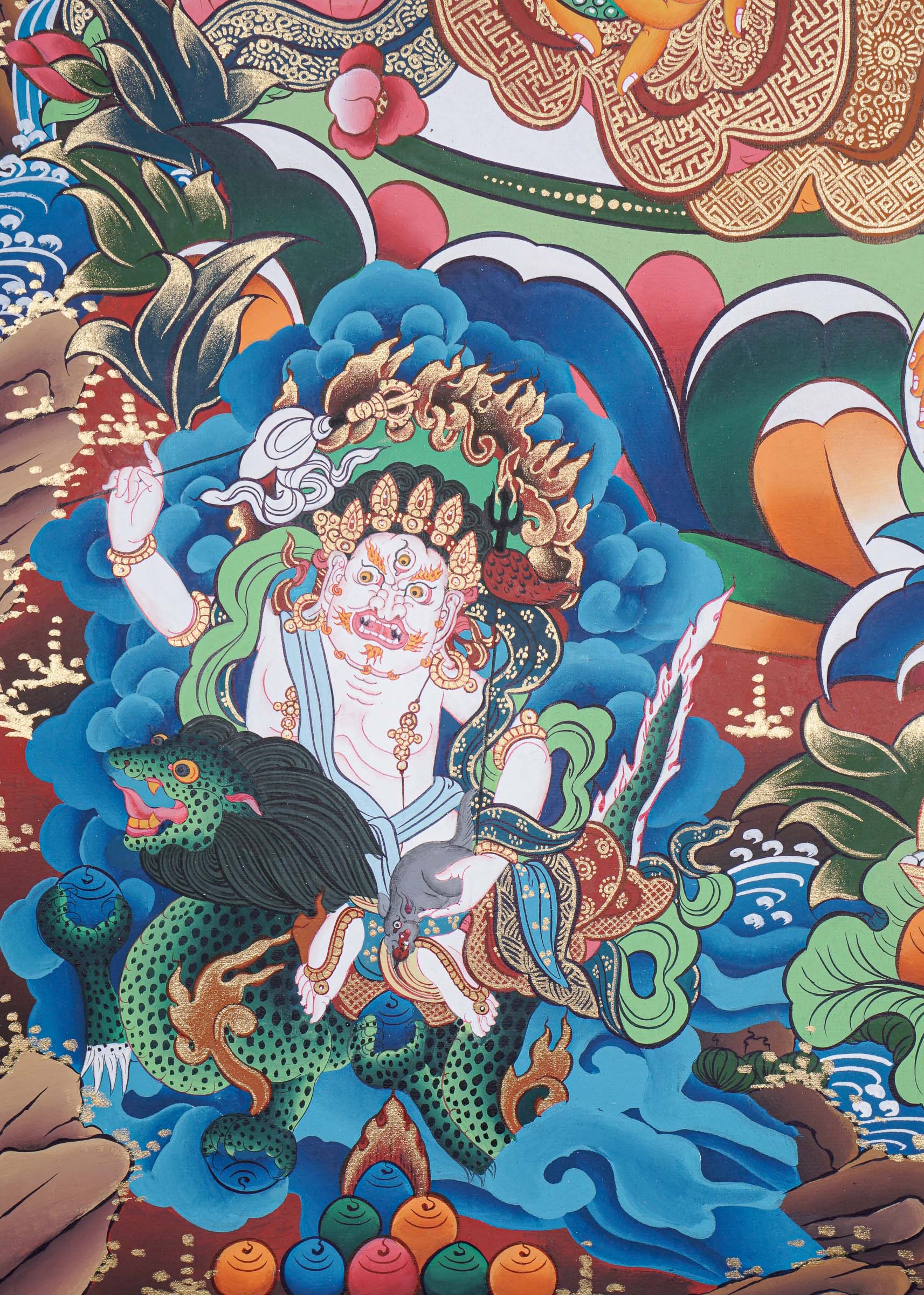 Pancha Zambala Thangka - Handpainted Painting