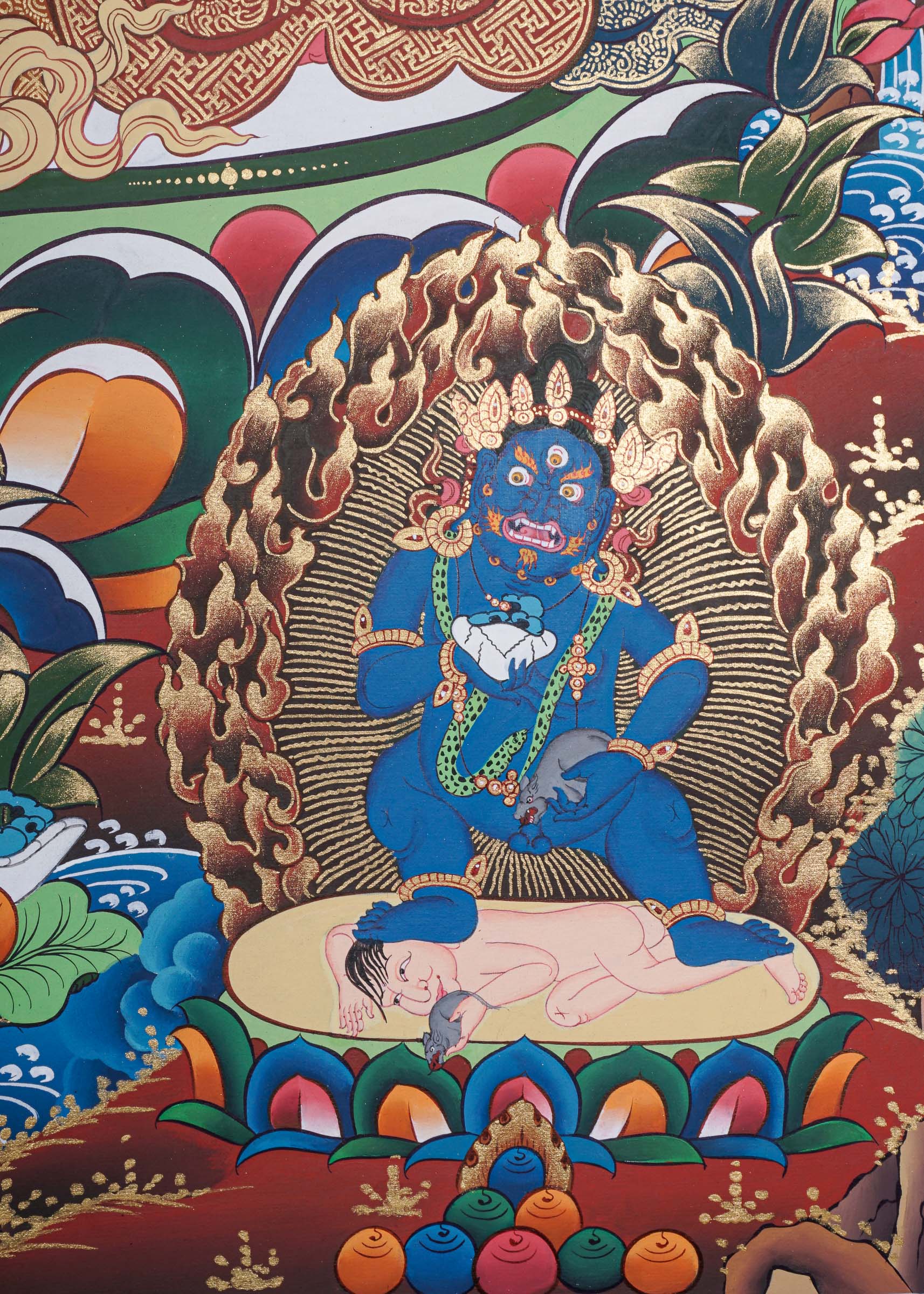 Pancha Zambala Thangka - Handpainted Painting