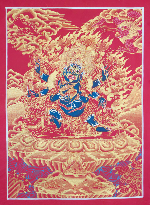 6 armed Mahakala Thangka - HimalayasShop - High Quality 