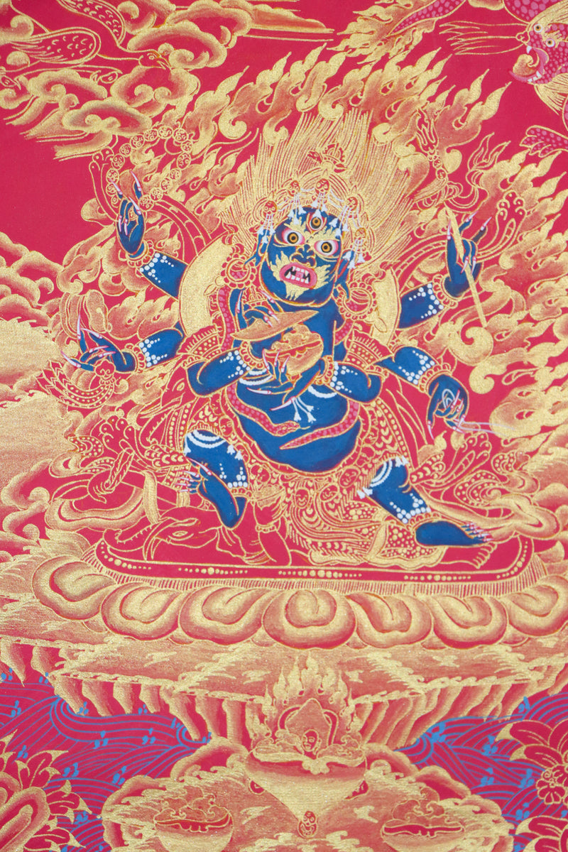 6 armed Mahakala Thangka - HimalayasShop - High Quality
