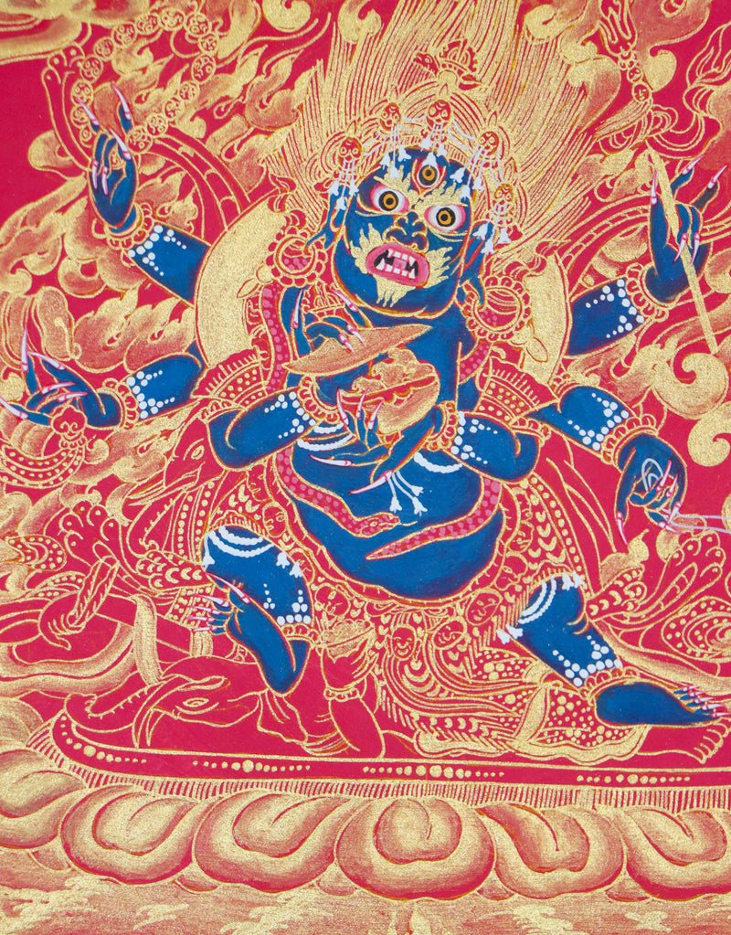 6 armed Mahakala Thangka - HimalayasShop - High Quality