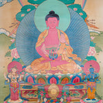 Antique Amitabha Buddha Thangka - Tibetan Painting 