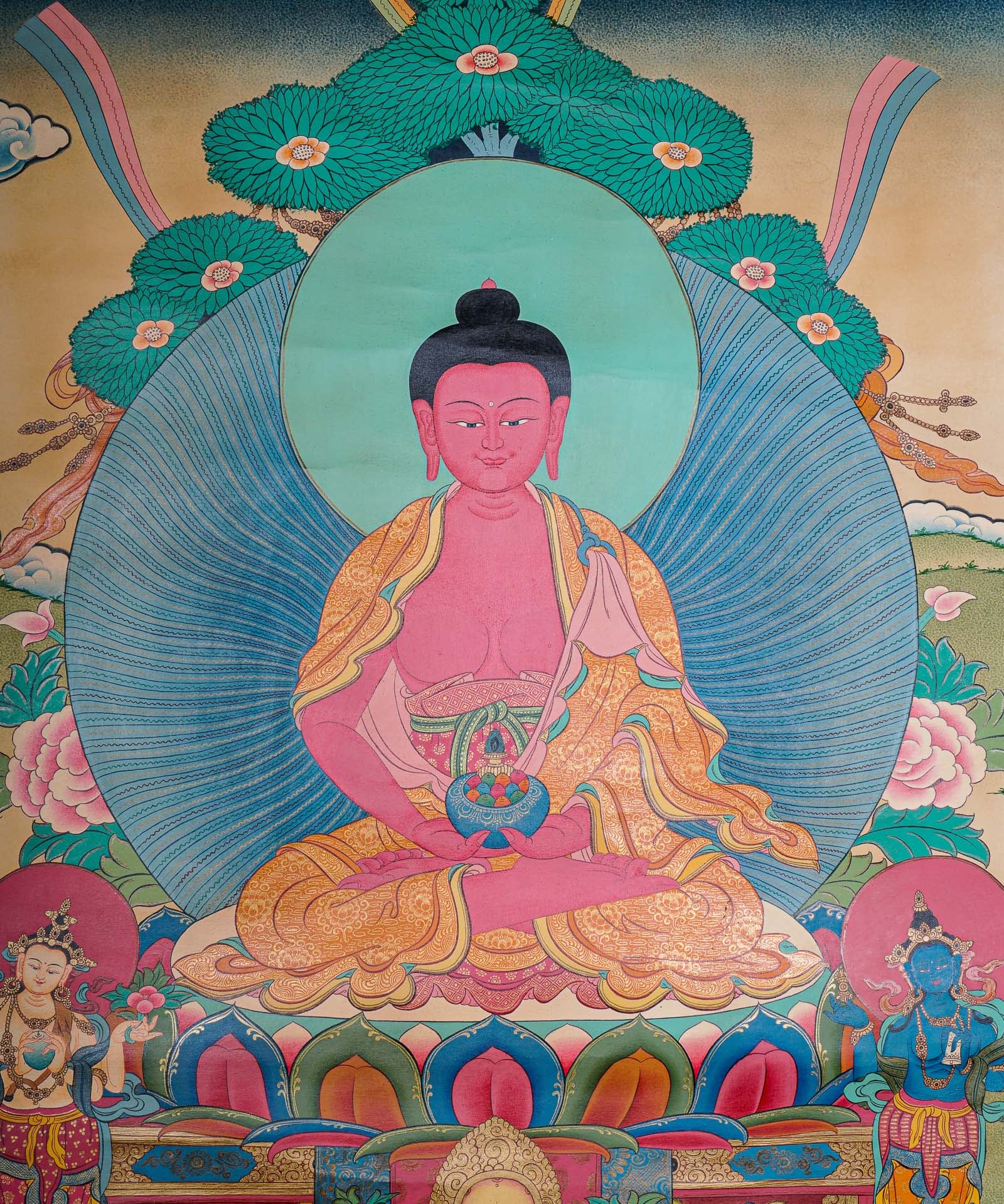 Antique Amitabha Buddha Thangka - Tibetan Painting